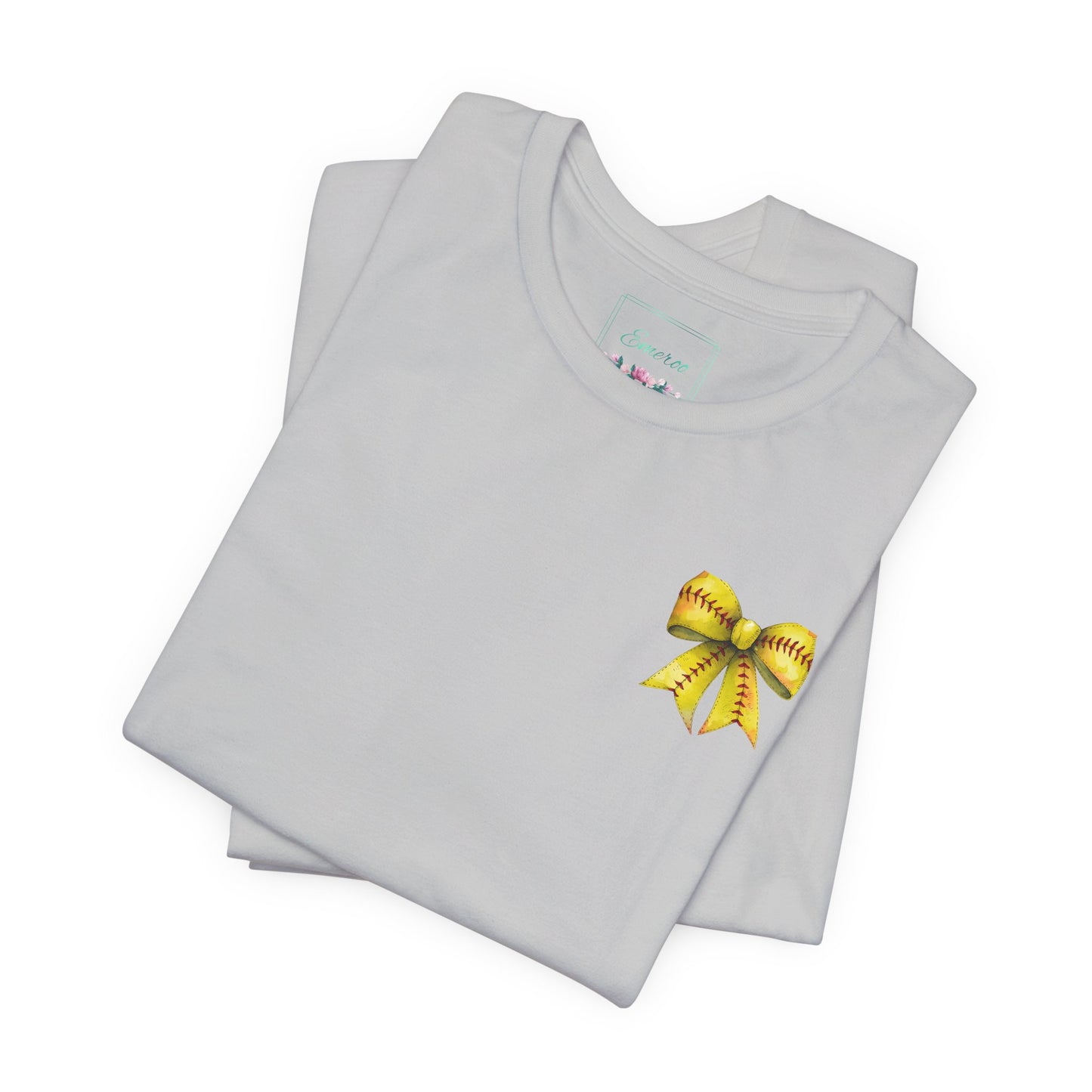 Coquette Bow Front Softball Mom  Rear T Shirt (Light)