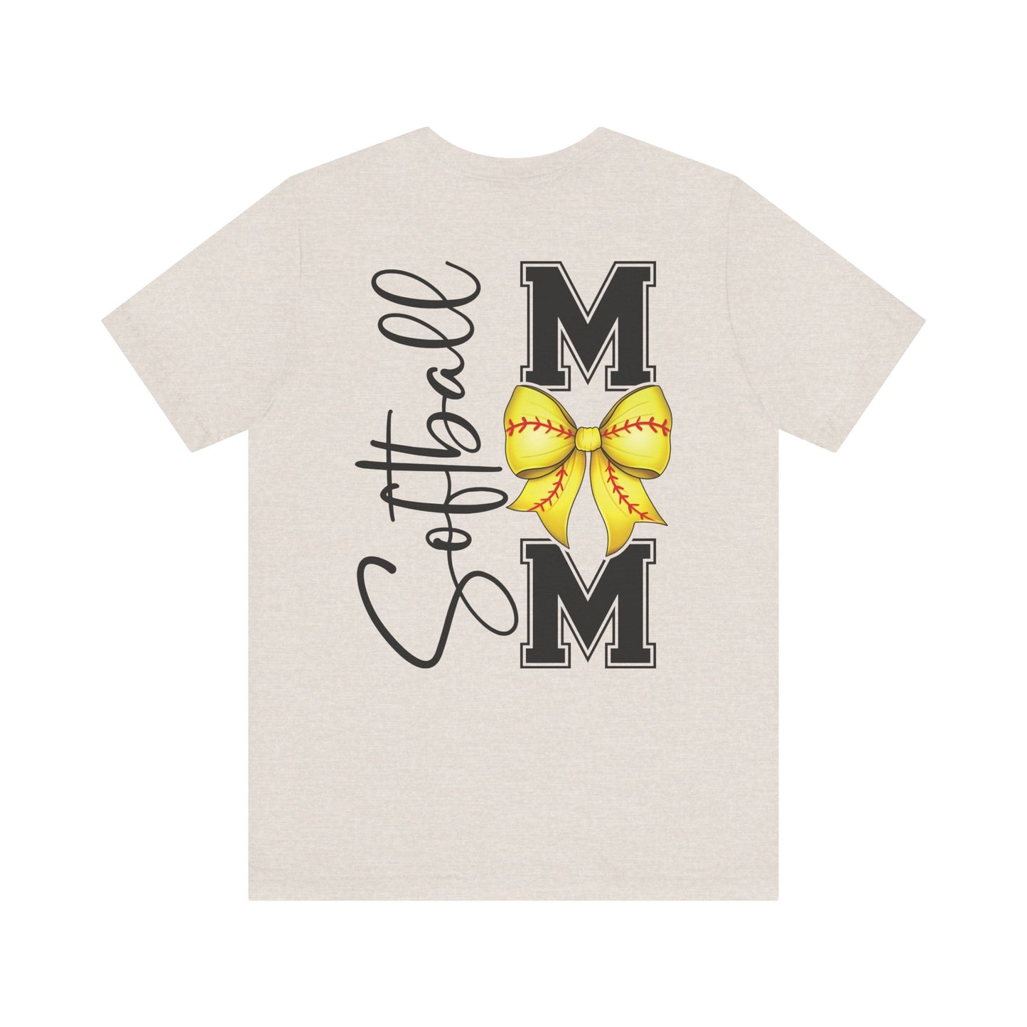 Coquette Bow Front Softball Mom  Rear T Shirt (Light)