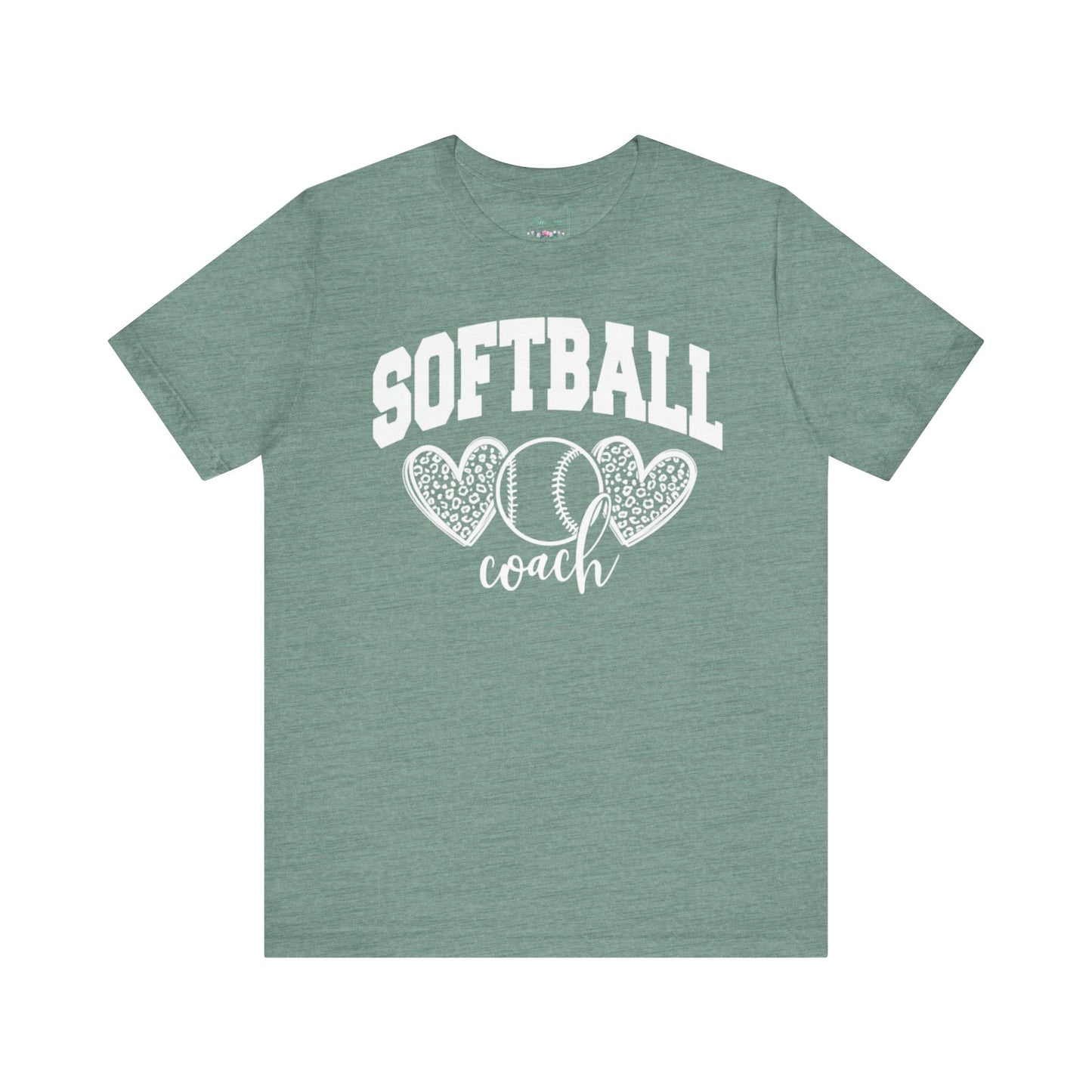 Softball Coach Hearts T Shirt (Light 3)