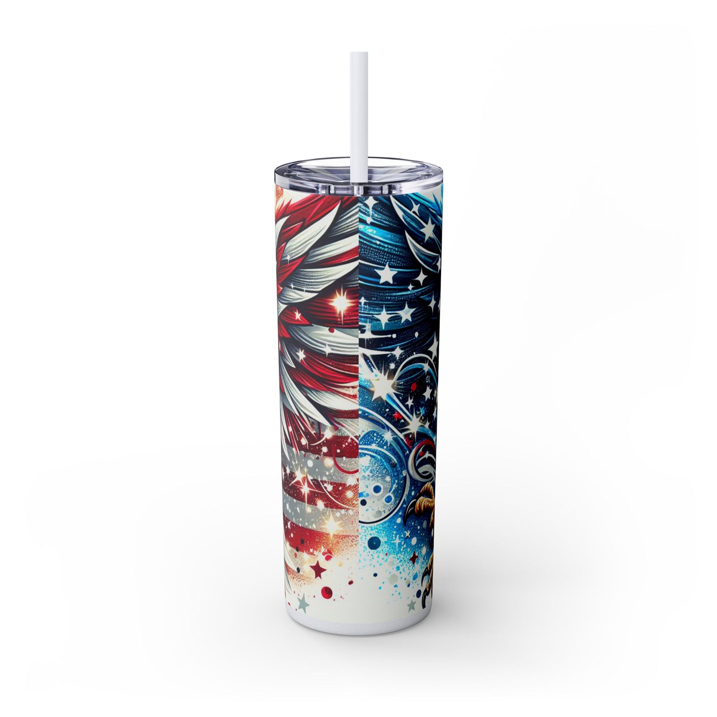 Patriotic Eagle Skinny Tumbler with Straw, 20oz