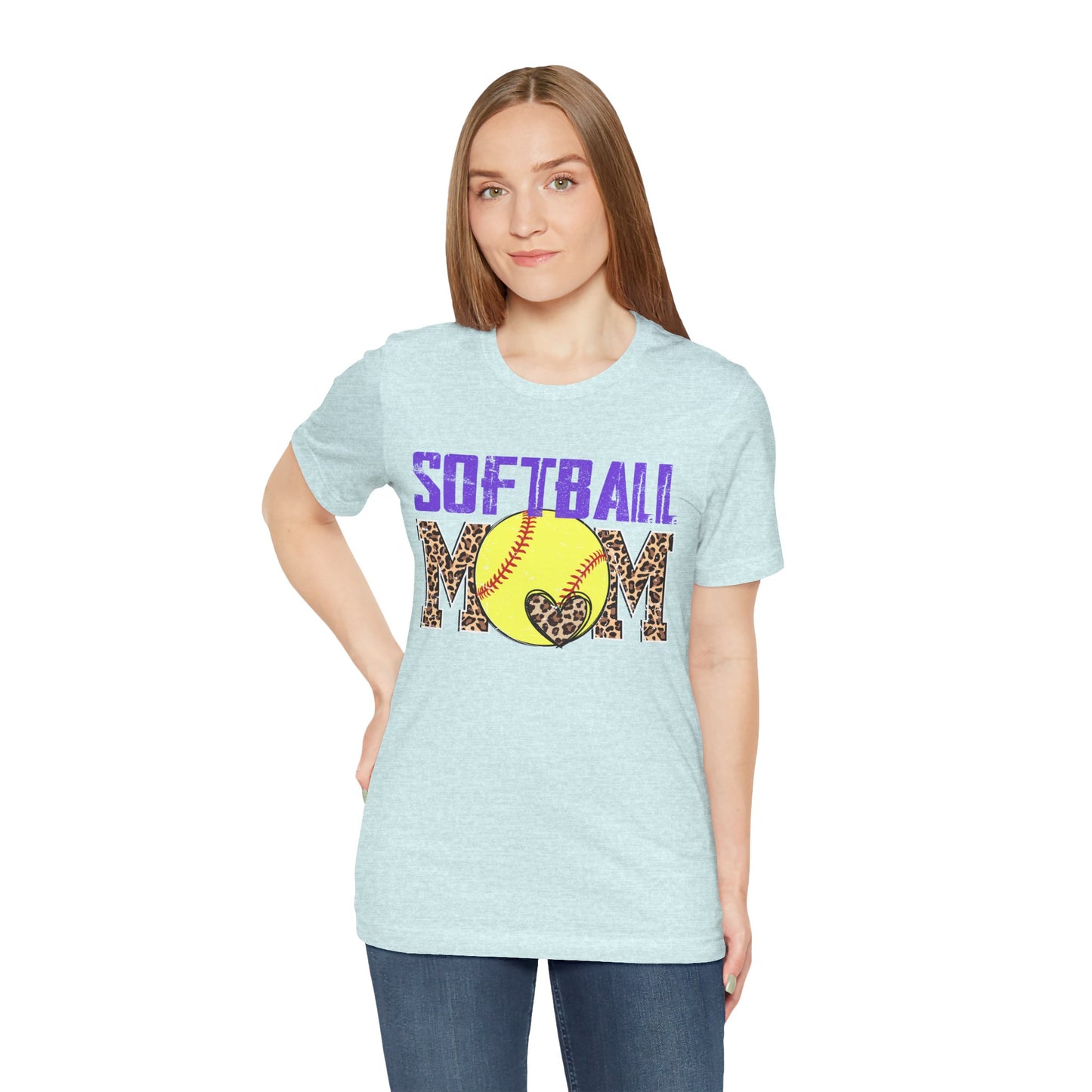 Leopard Softball Mom T Shirt (Light)