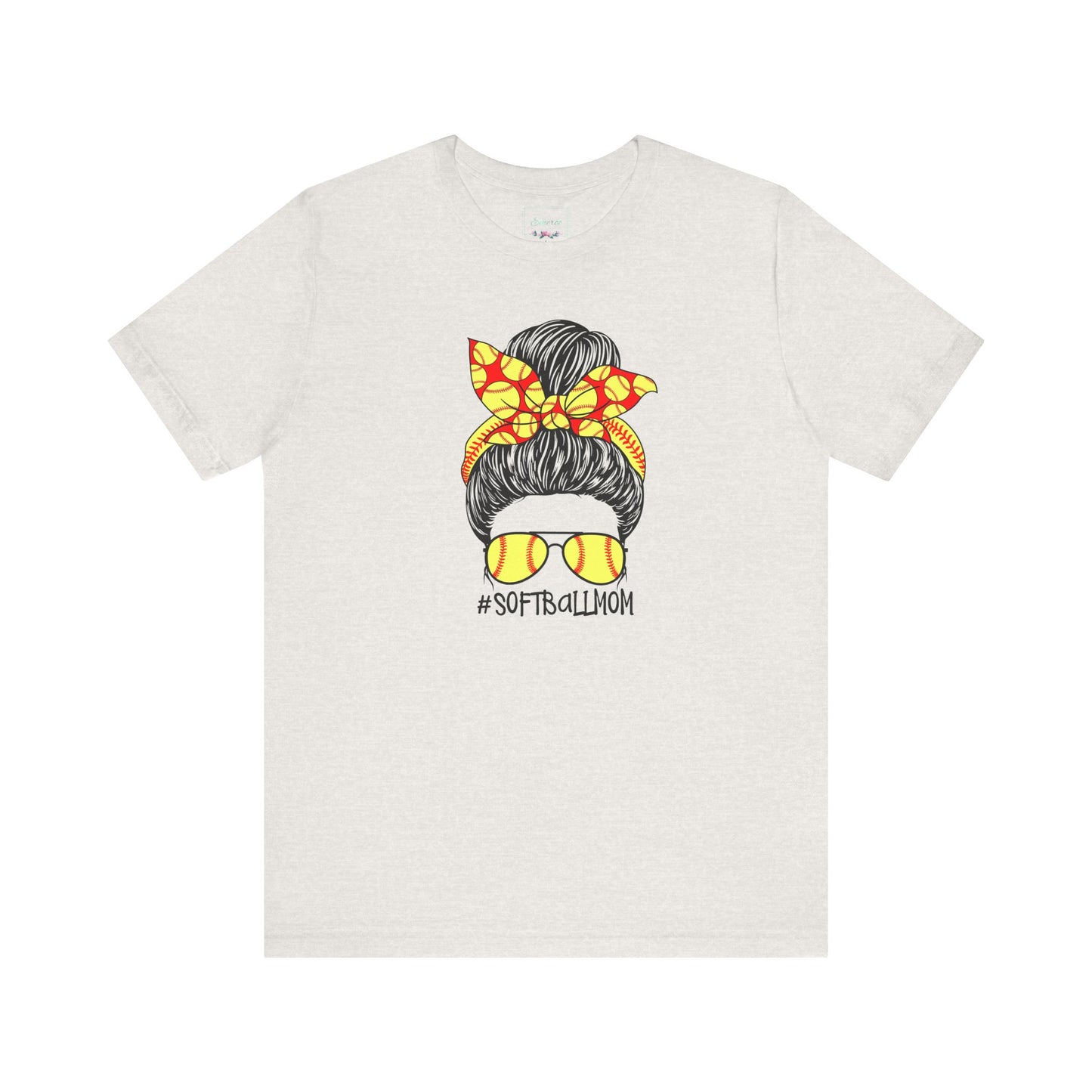 Softball Mom Messy Bun and Glasses T Shirt (Light)