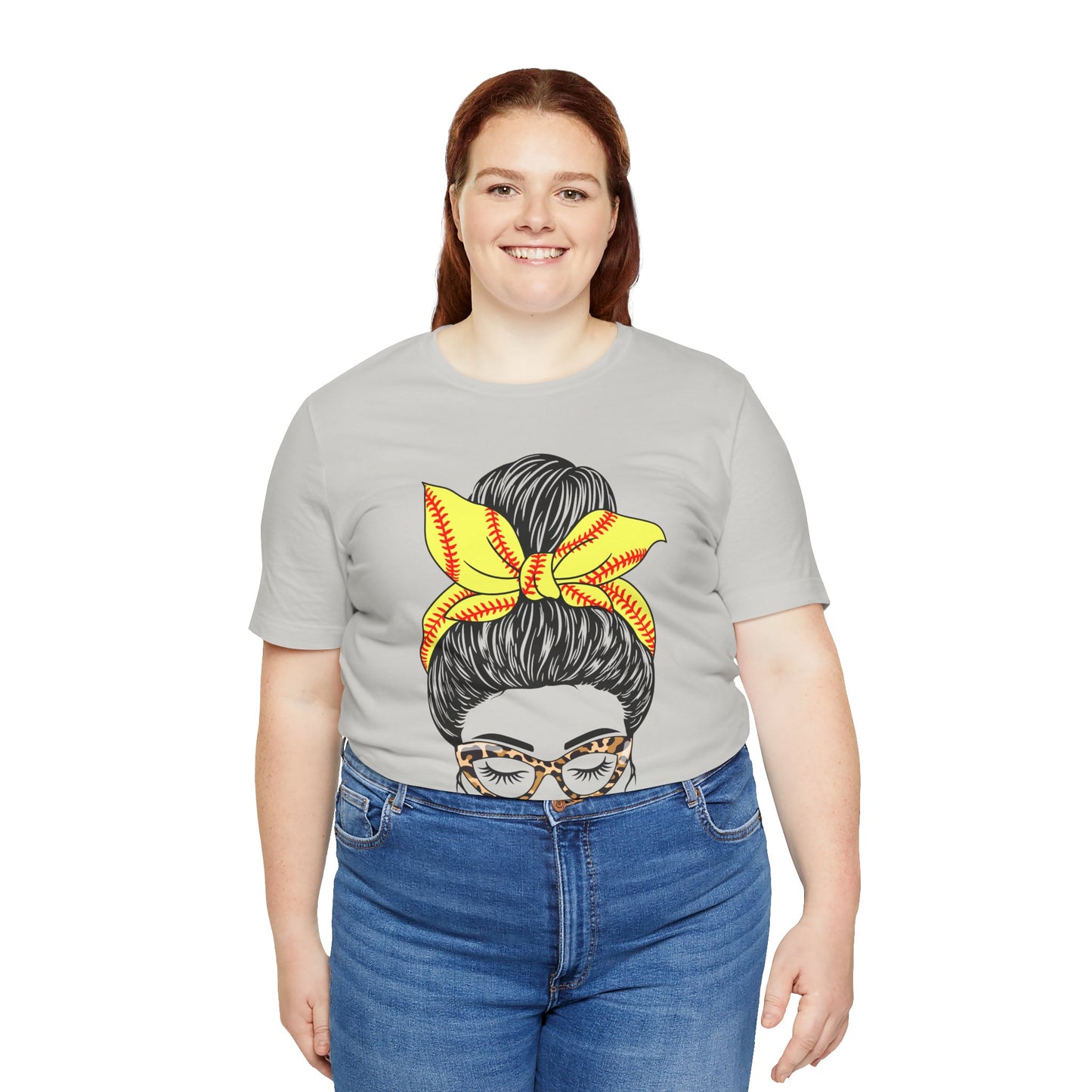 Messy Bun Softball Mom T Shirt (Light)