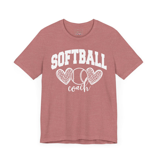 Softball Coach Hearts T Shirt (Light 2)