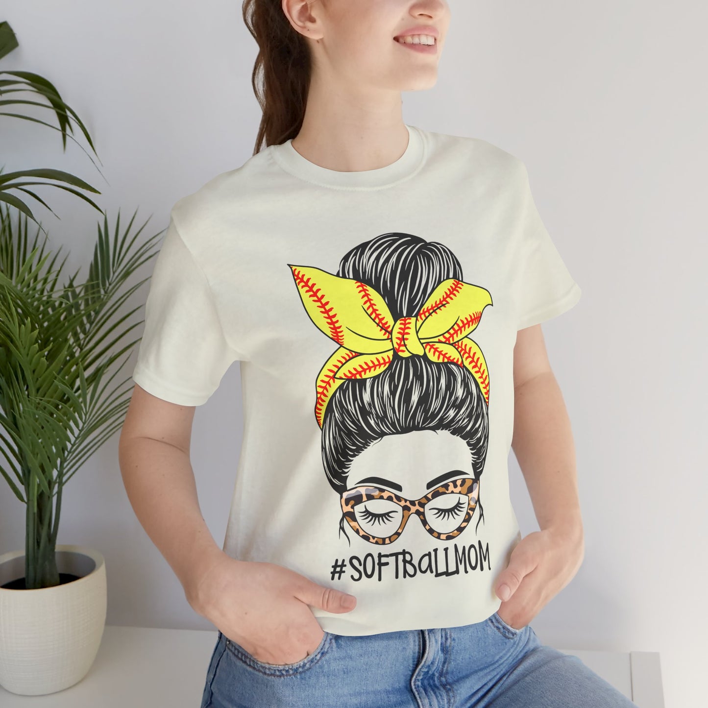 Messy Bun Softball Mom T Shirt (Light)