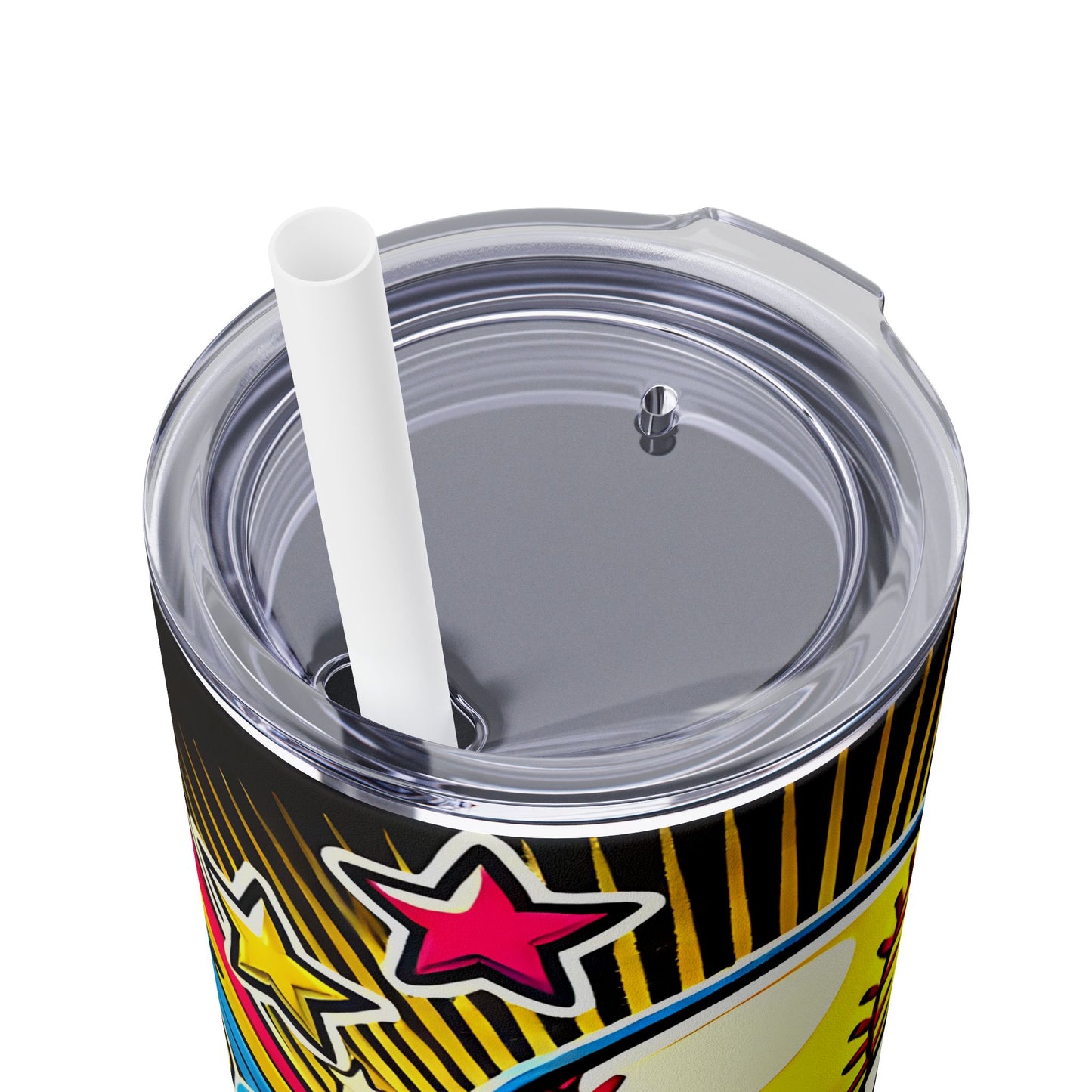 Cartoon Inspired Softball Mom Skinny Tumbler with Straw, 20oz