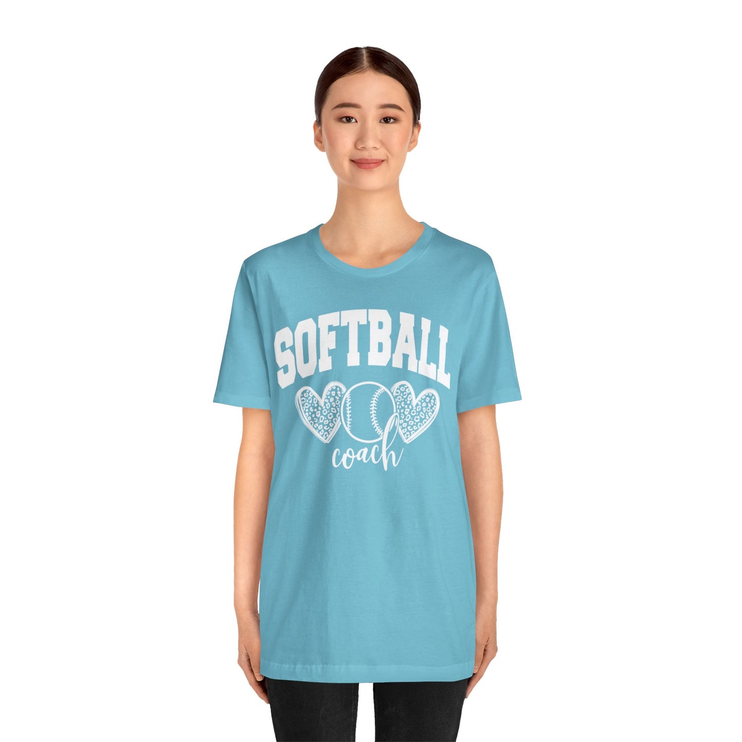 Softball Coach Hearts T Shirt (Light 2)