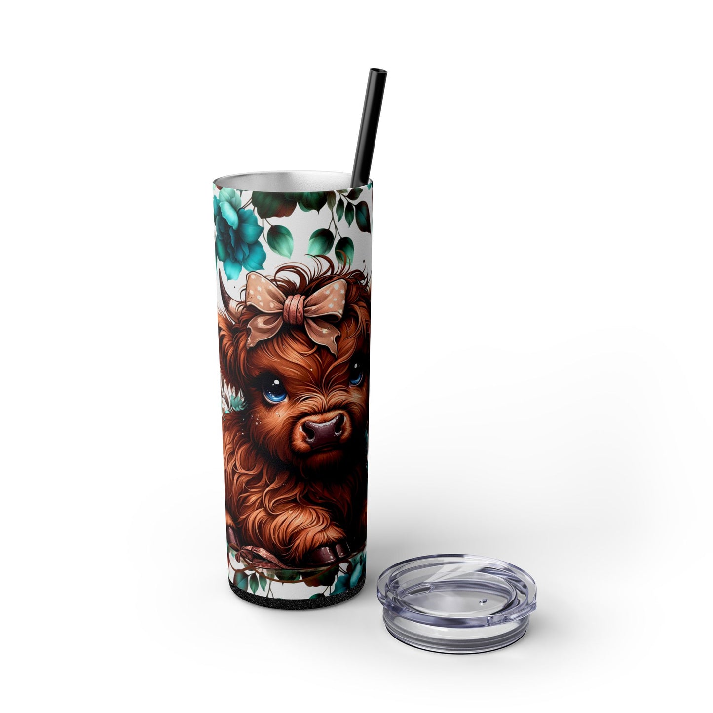 Brown highland cow Skinny Tumbler with Straw, 20oz