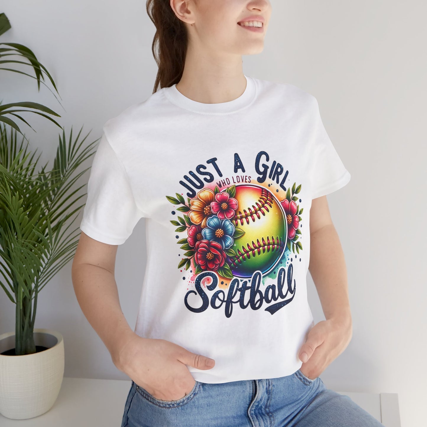 Just a girl who loves softball t-shirt