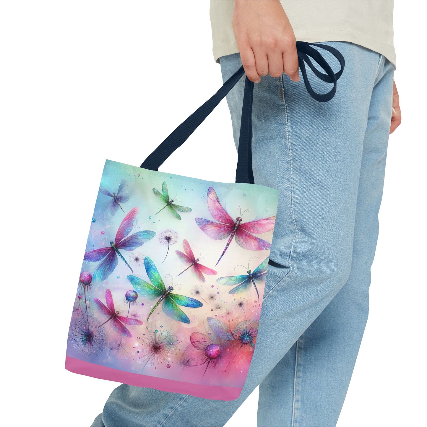 Dragonfly Tote Bag with Pastel Watercolor Design