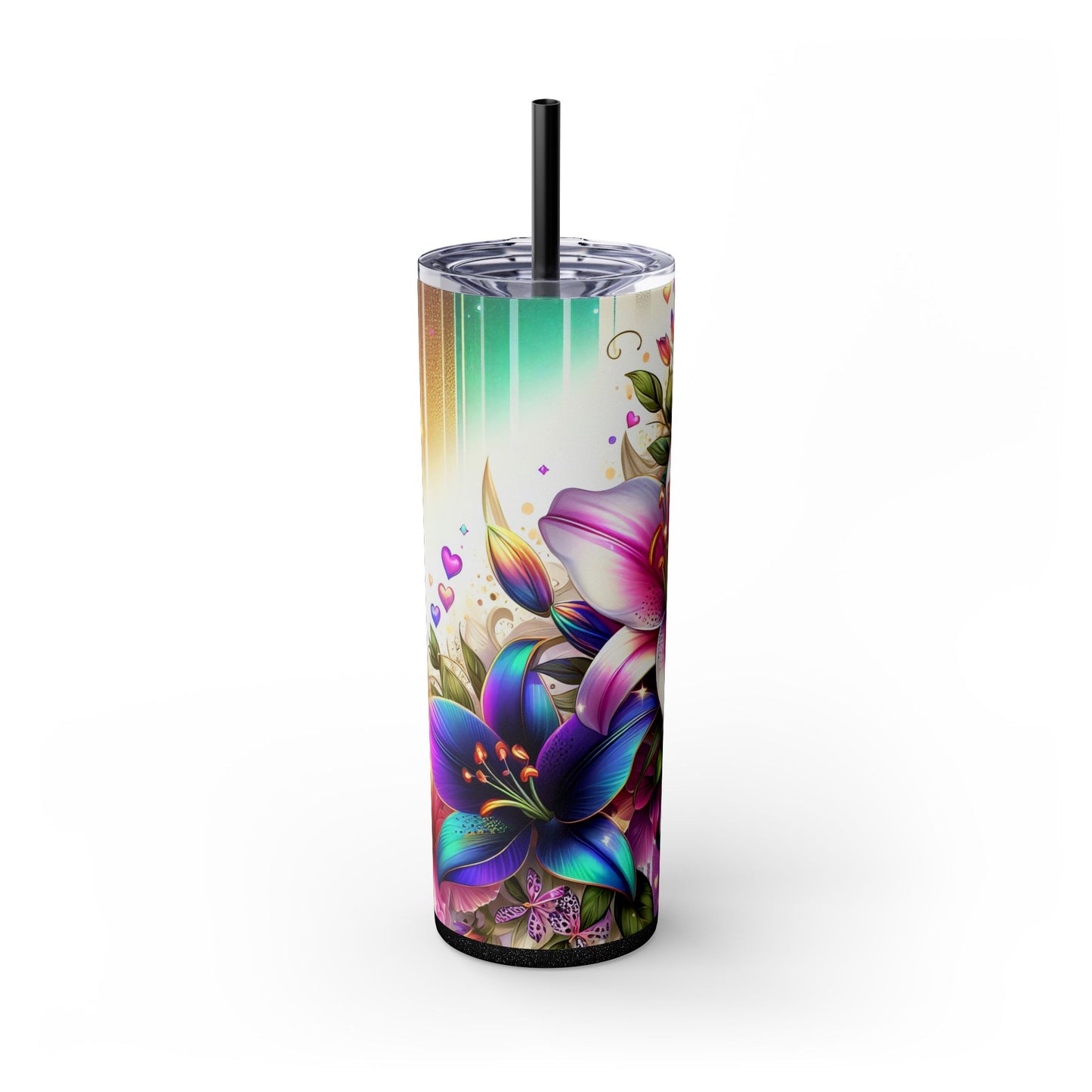 Colorful Orchid Skinny Tumbler with Straw, 20oz