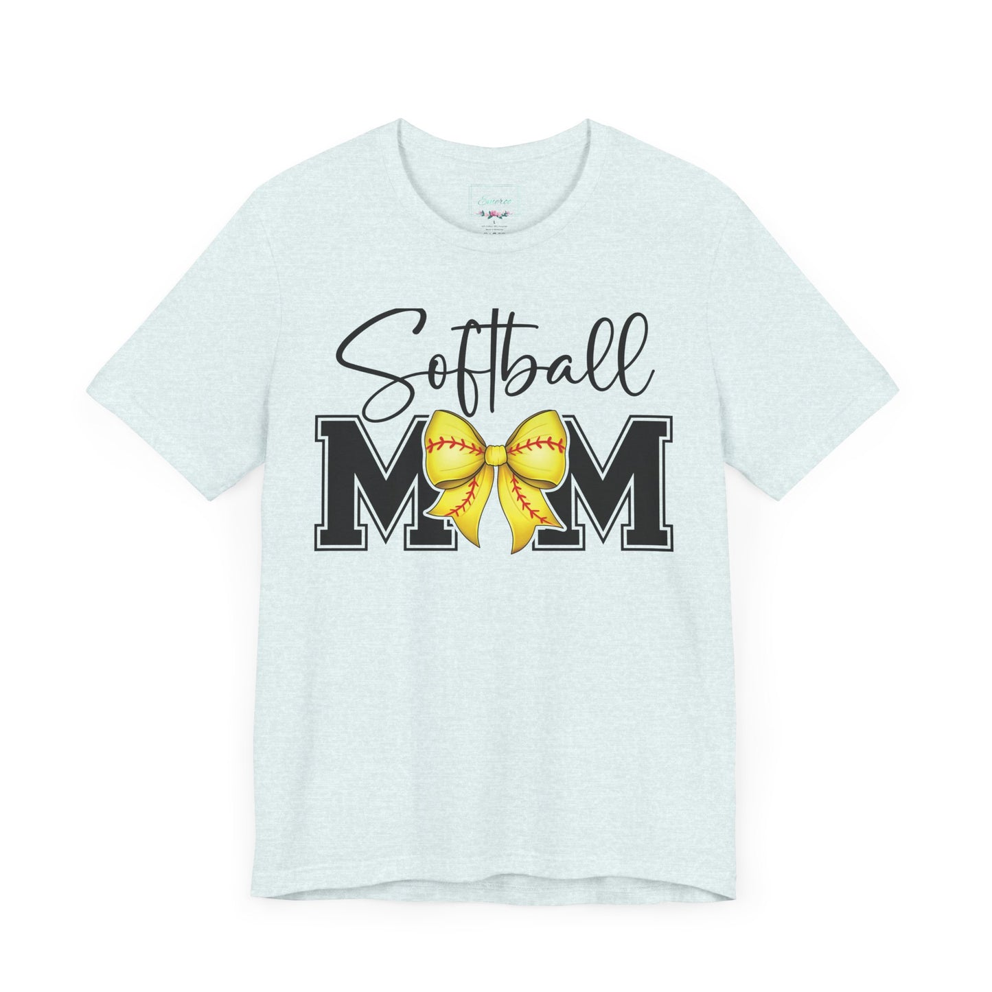 Cursive Softball Mom Coquette Bow T Shirt (Light)