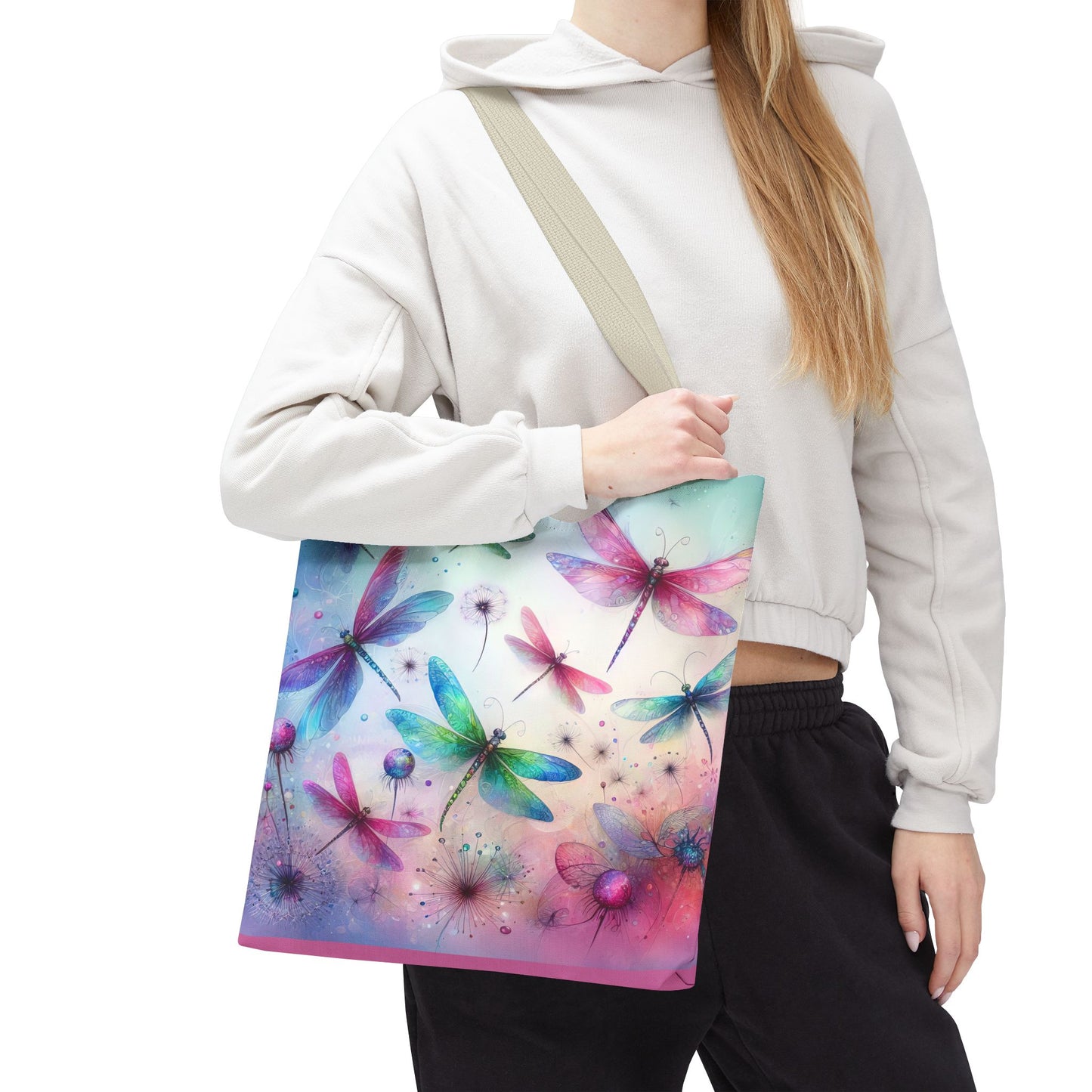 Dragonfly Tote Bag with Pastel Watercolor Design