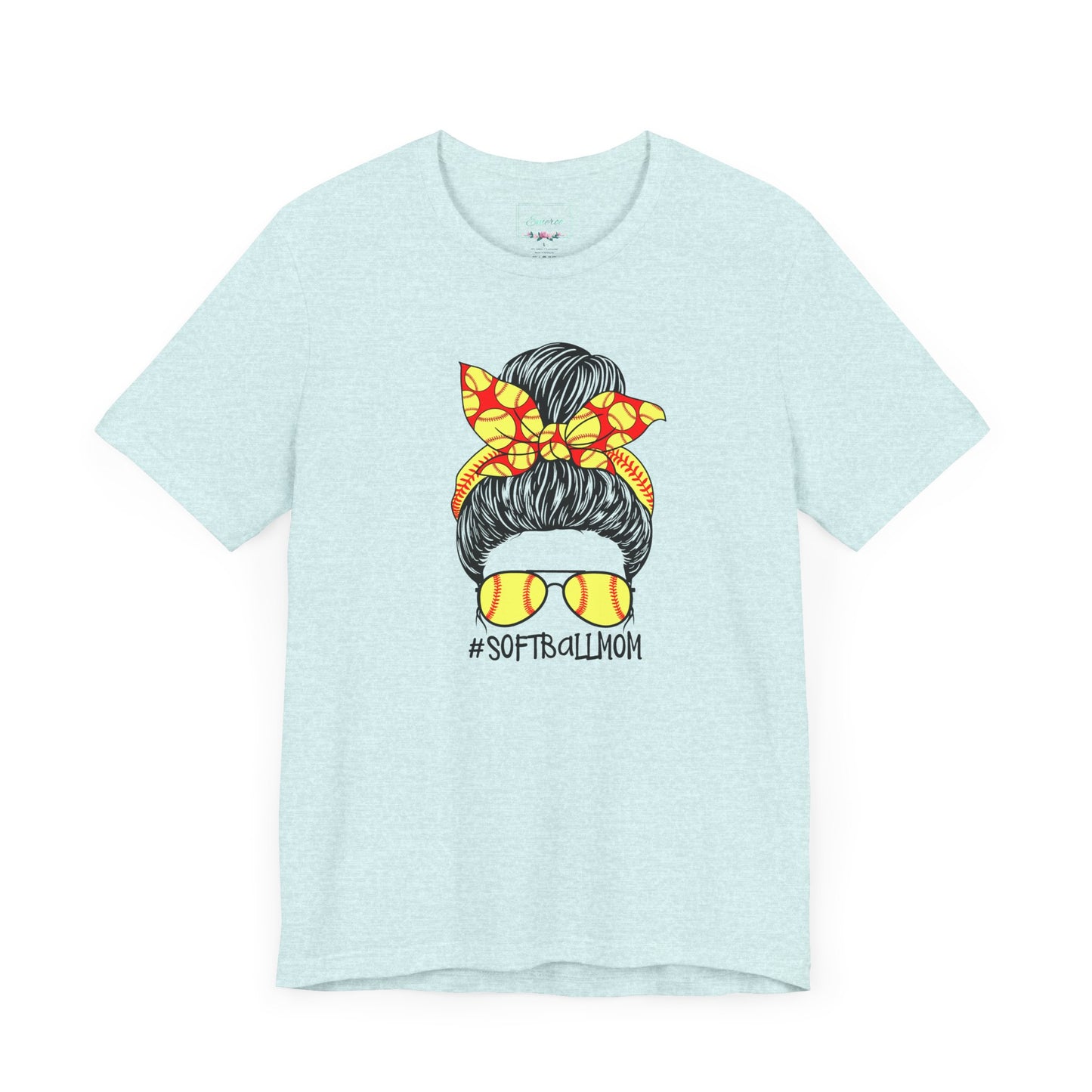 Softball Mom Messy Bun and Glasses T Shirt (Light)