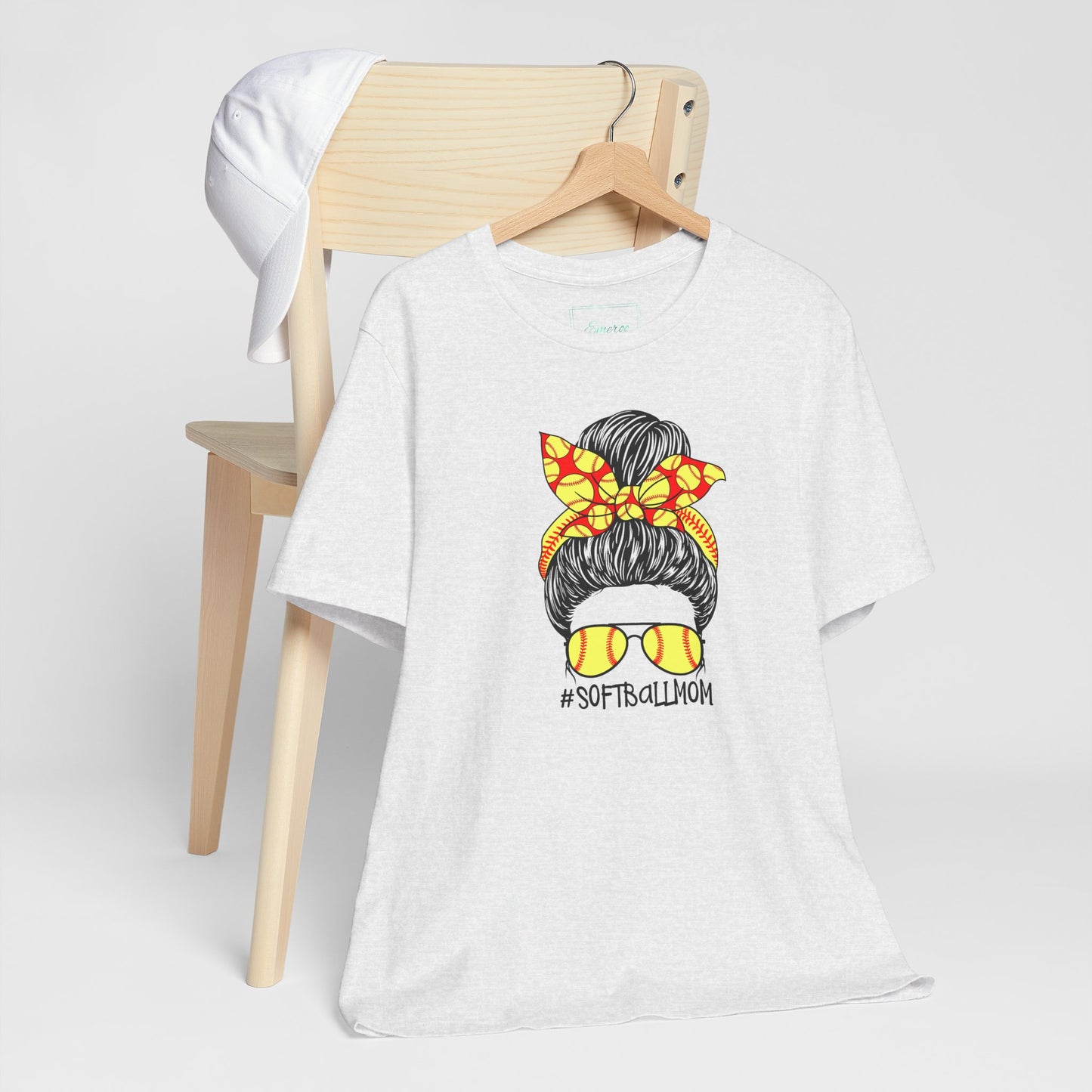 Softball Mom Messy Bun and Glasses T Shirt (Light)