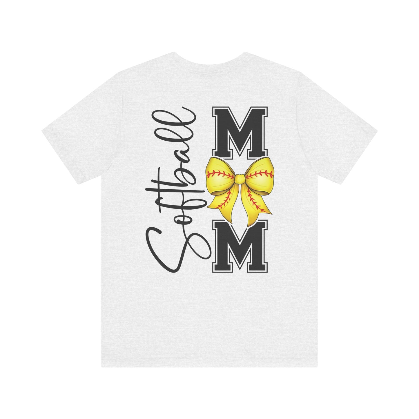 Coquette Bow Front Softball Mom  Rear T Shirt (Light)
