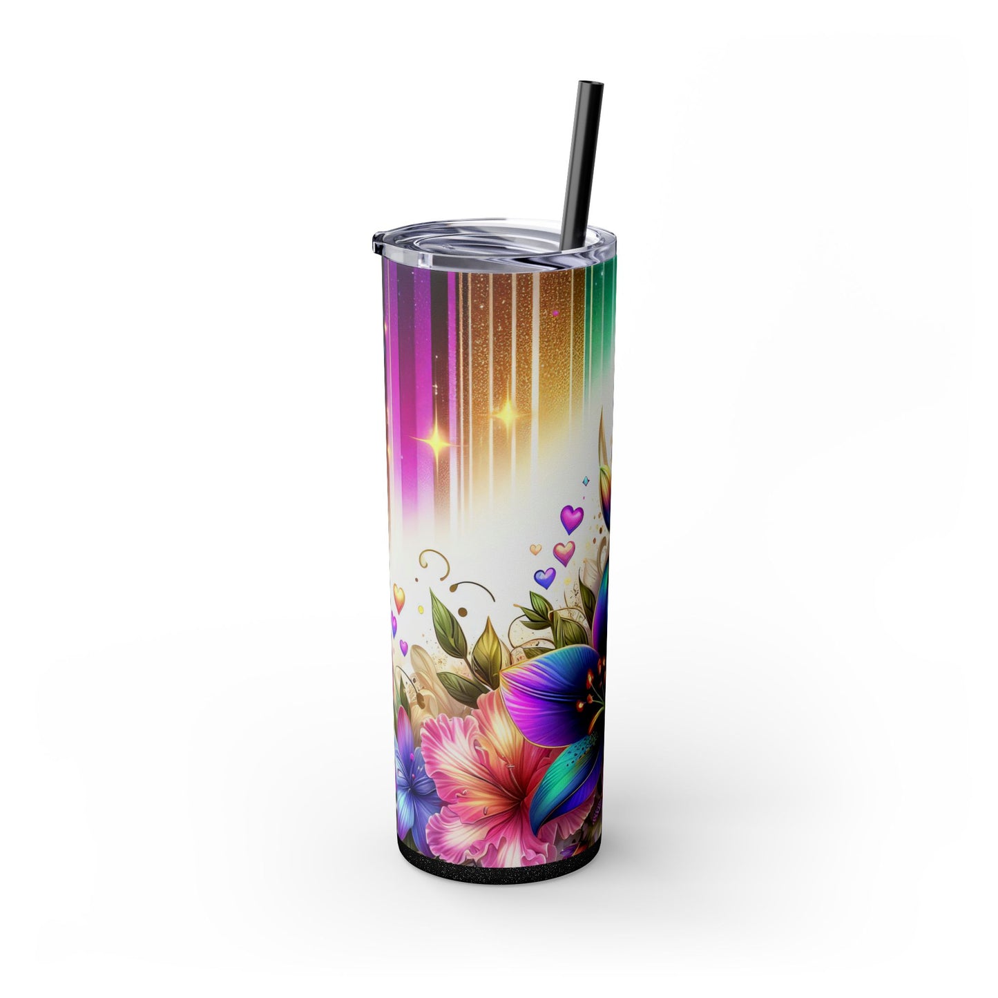 Colorful Orchid Skinny Tumbler with Straw, 20oz