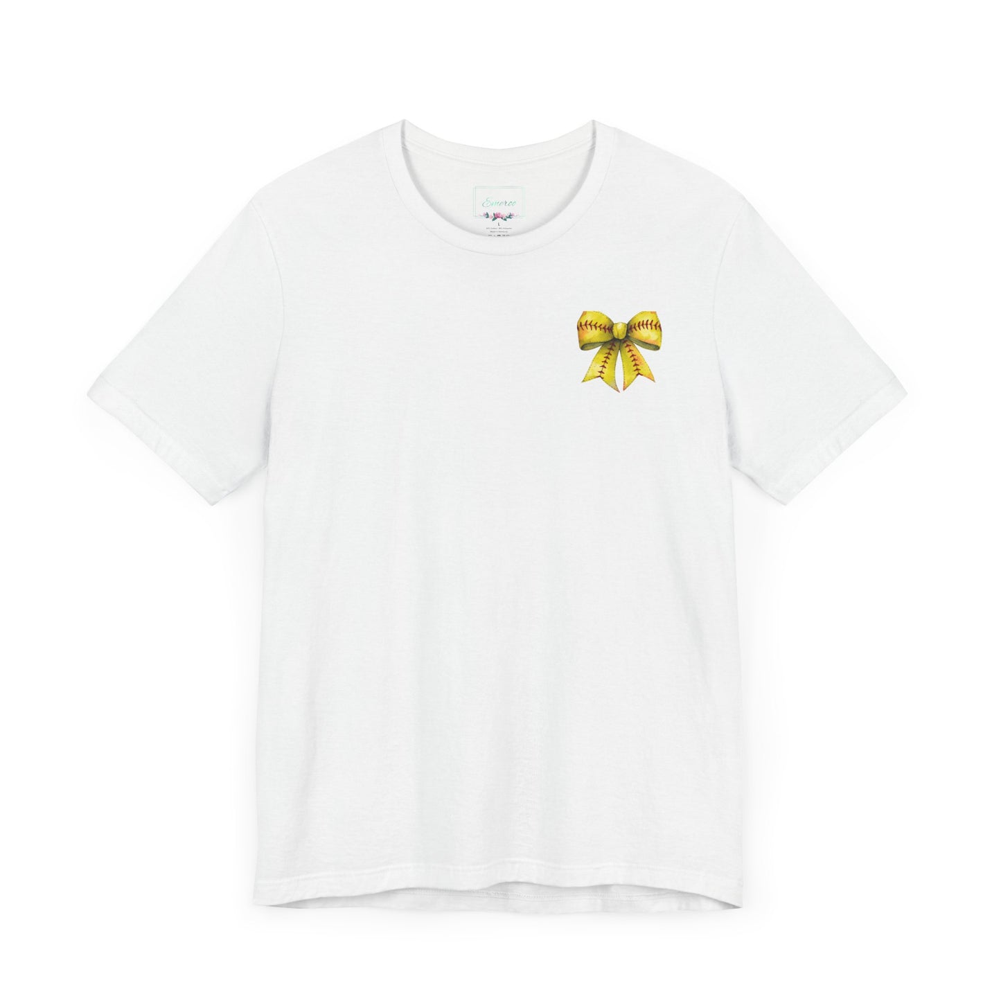 Coquette Bow Front Softball Mom  Rear T Shirt (Light)