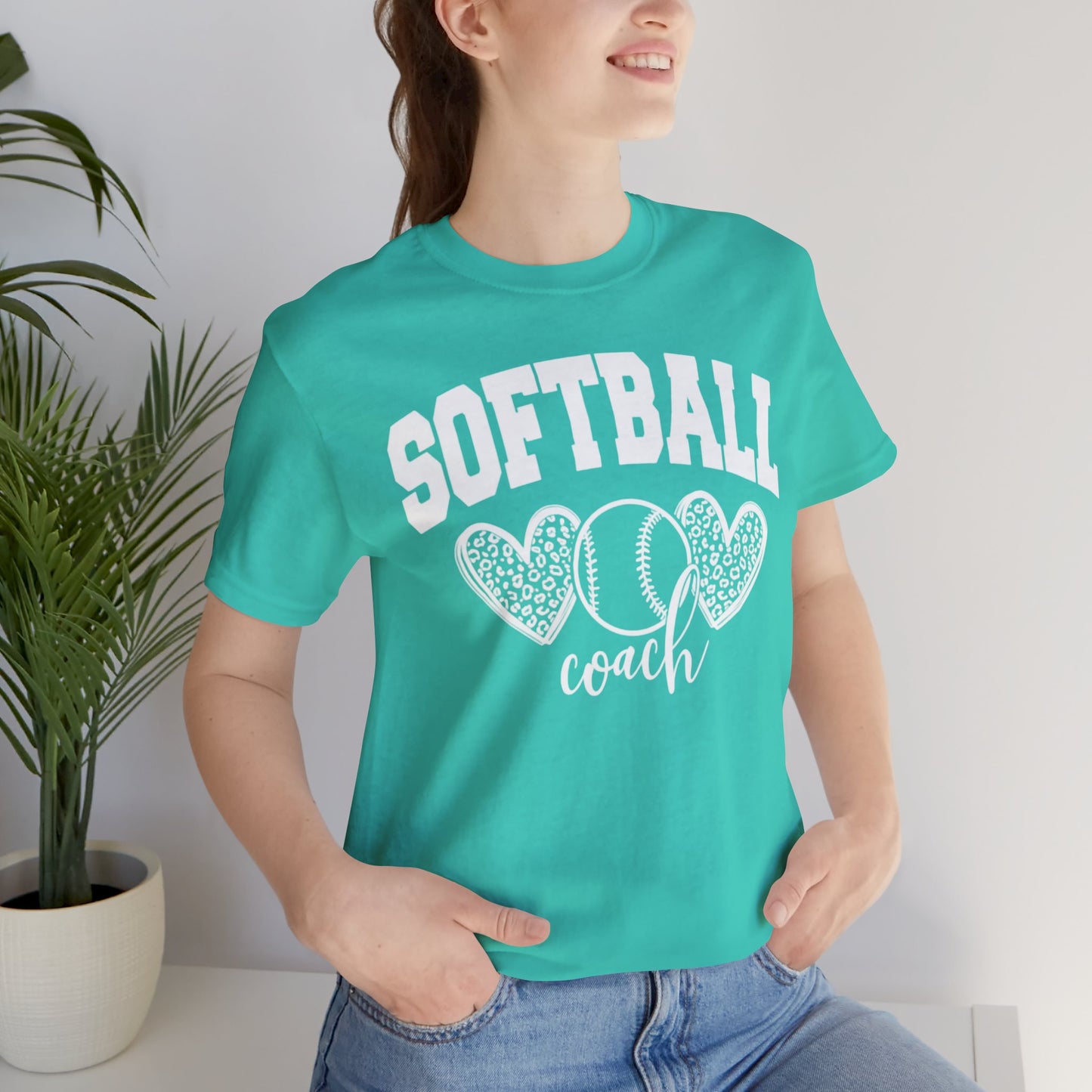 Softball Coach Hearts T Shirt (Light 2)