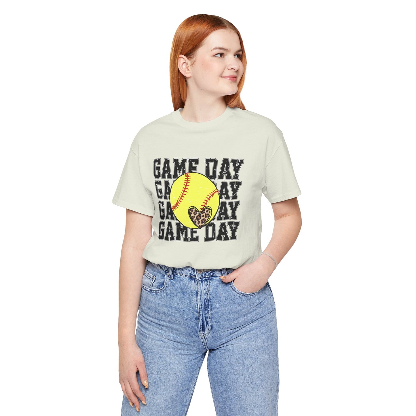 Softball Game Day Heart T Shirt (Light)