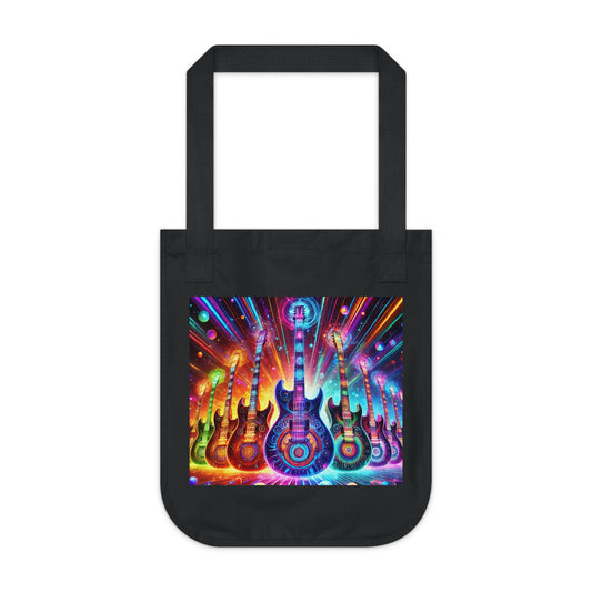 Retro Guitar Organic Canvas Tote Bag