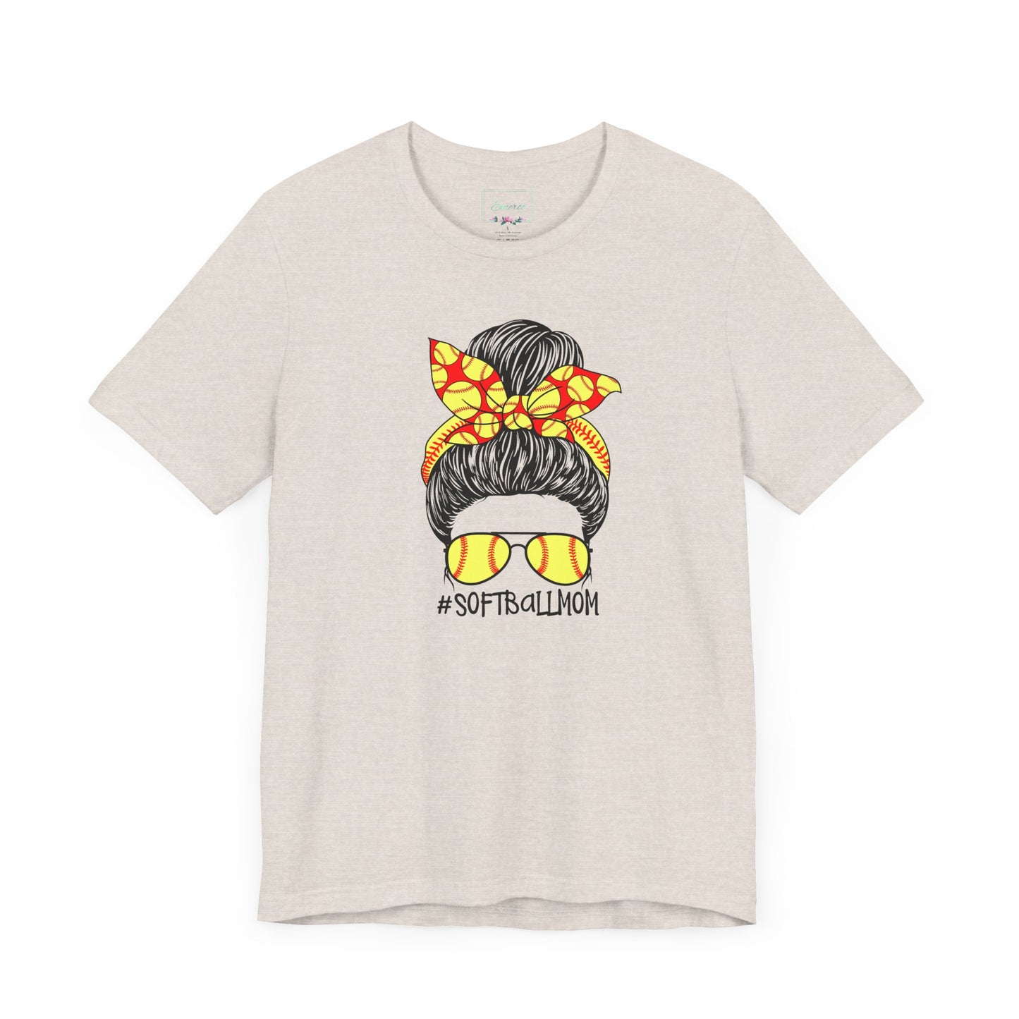 Softball Mom Messy Bun and Glasses T Shirt (Light)