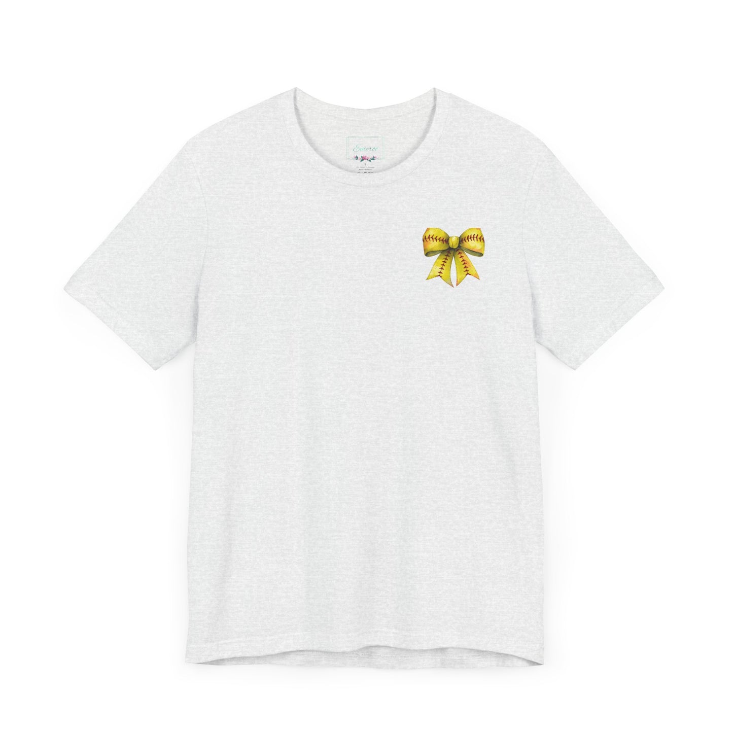 Coquette Bow Front Softball Mom  Rear T Shirt (Light)