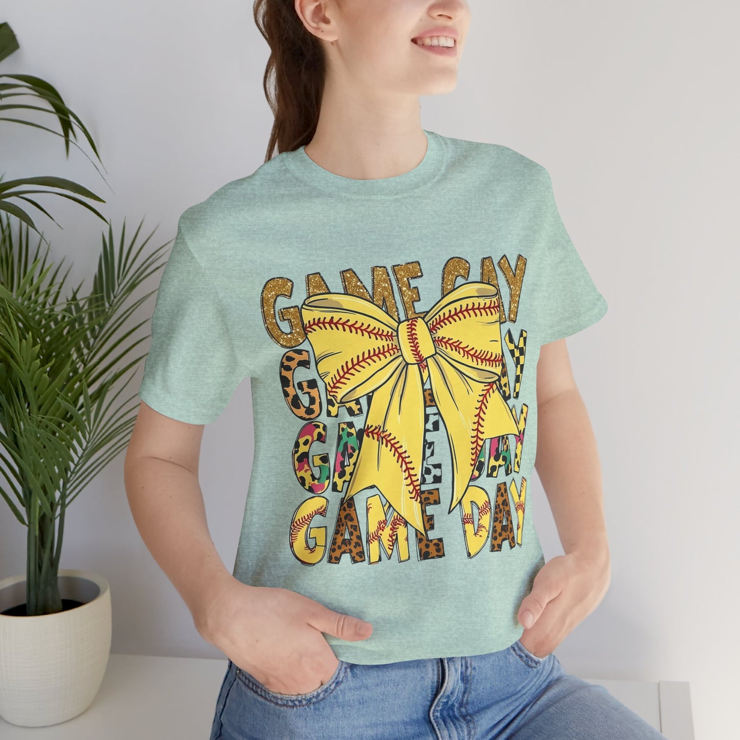 Softball Game Day Coquette Bow T Shirt
