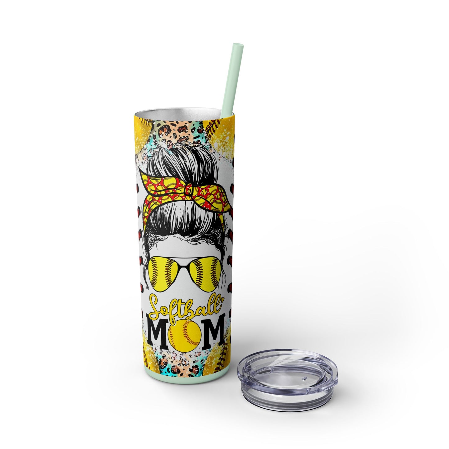 Softball Mom Skinny Tumbler with Straw, 20oz