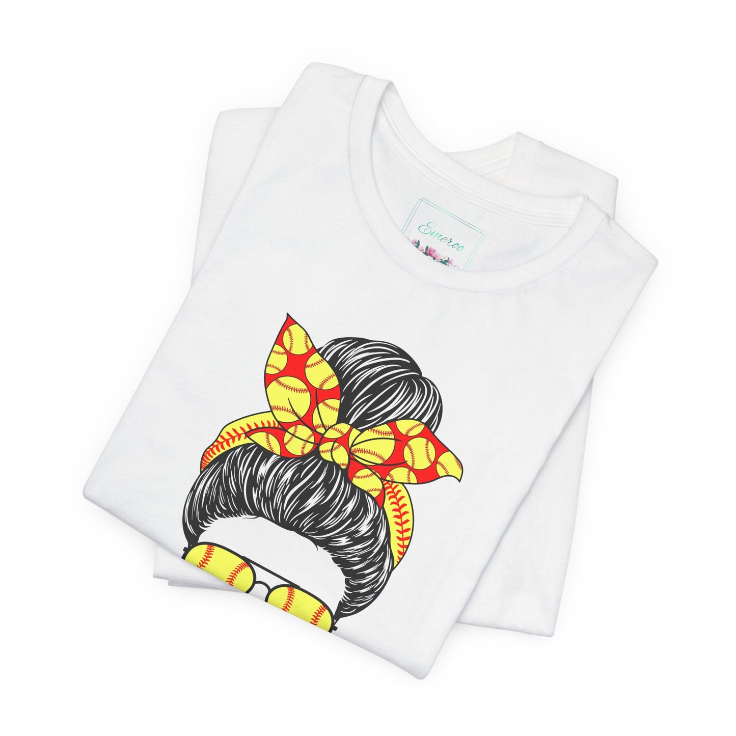 Softball Mom Messy Bun and Glasses T Shirt (Light)