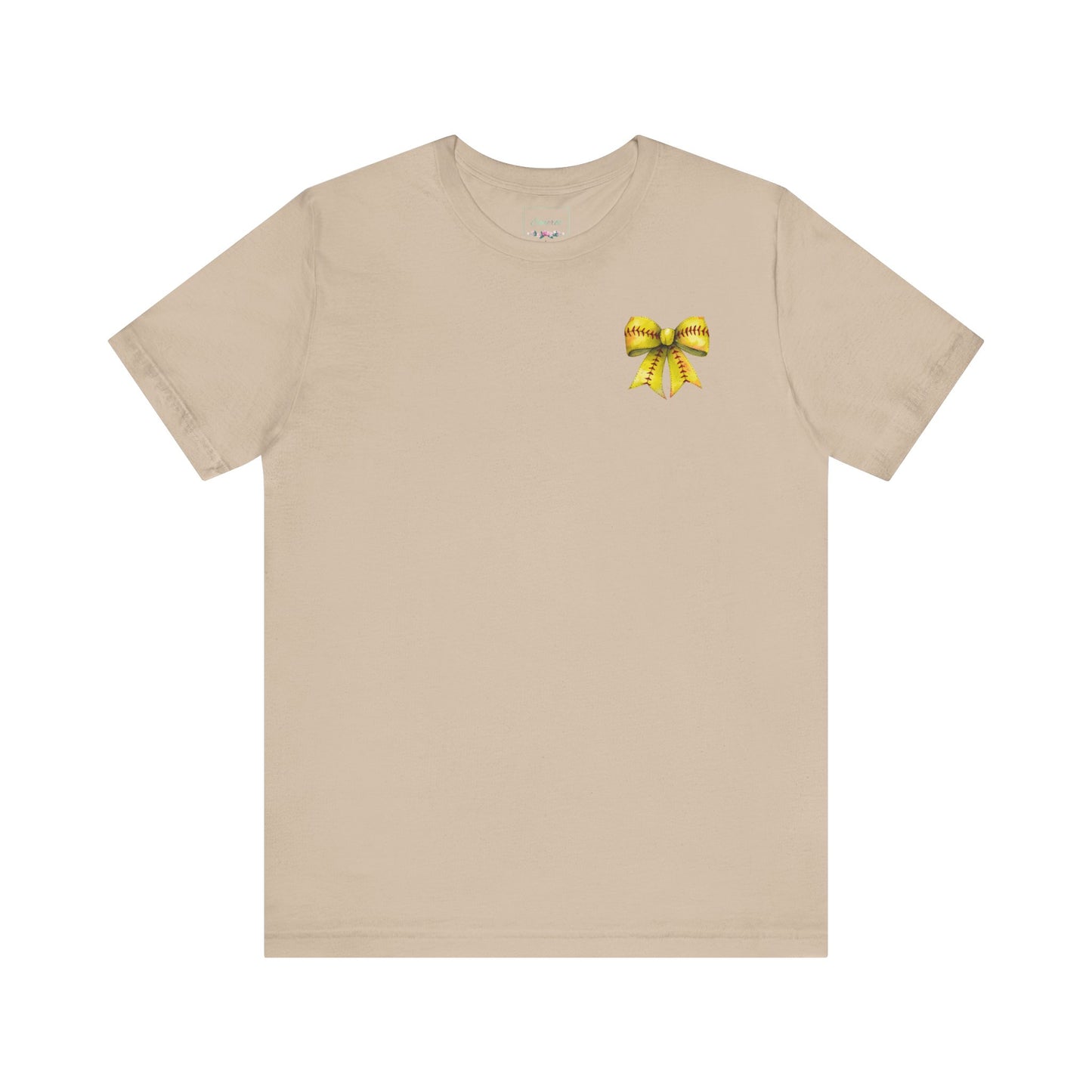 Coquette Bow Front Softball Mom  Rear T Shirt (Light)