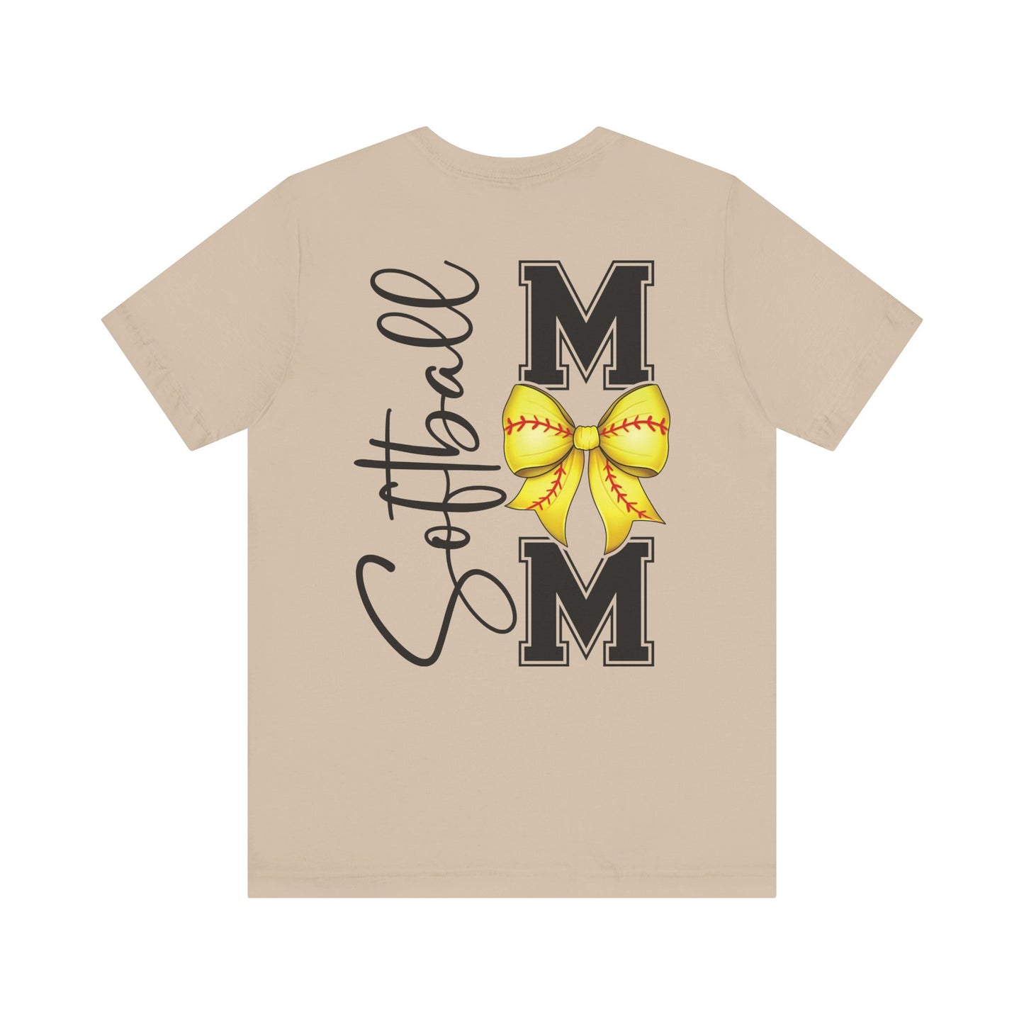 Coquette Bow Front Softball Mom  Rear T Shirt (Light)