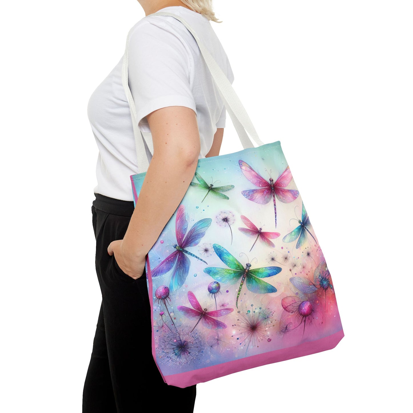 Dragonfly Tote Bag with Pastel Watercolor Design