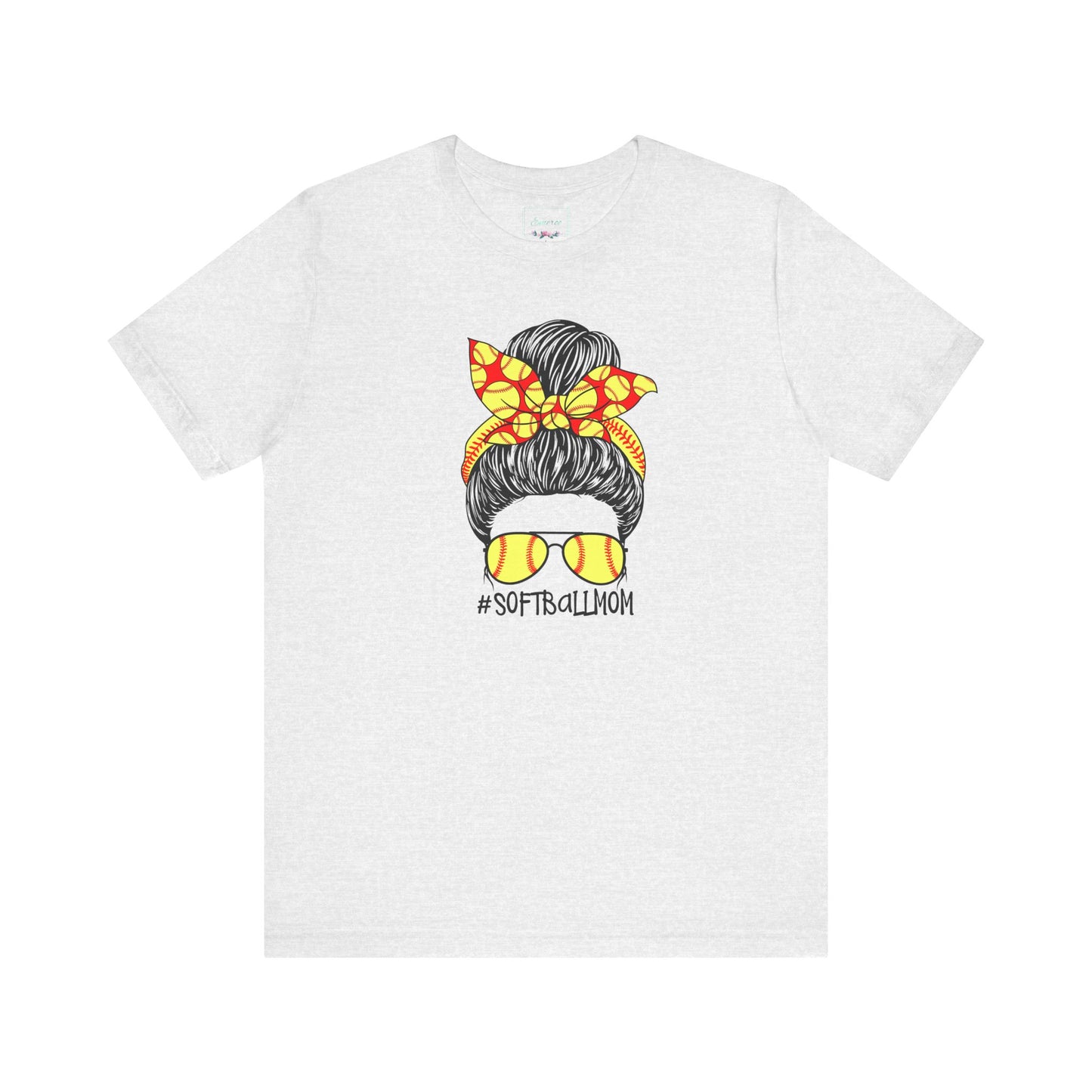 Softball Mom Messy Bun and Glasses T Shirt (Light)