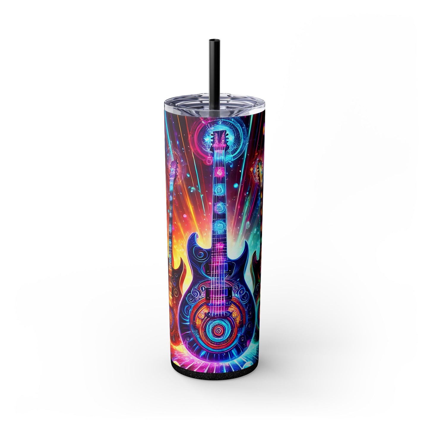 Retro Guitars Skinny Tumbler with Straw, 20oz