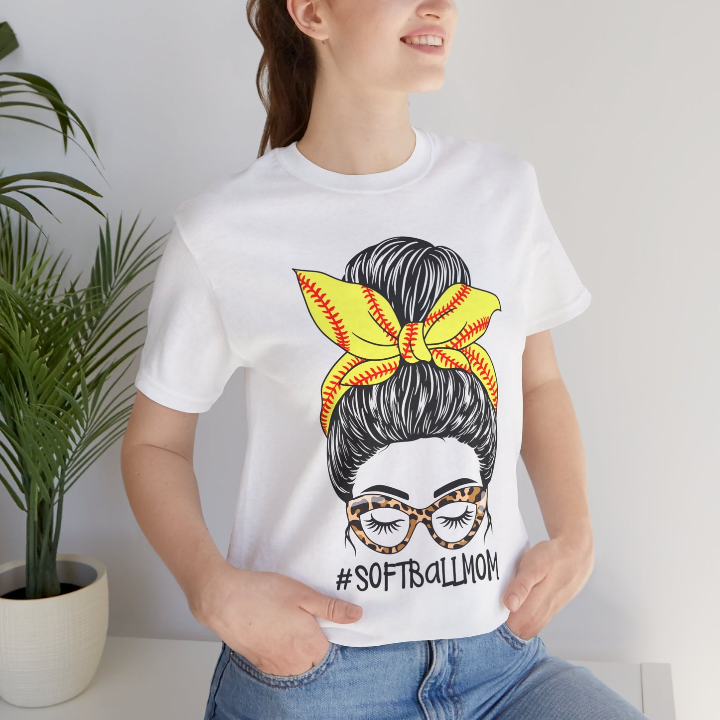 Messy Bun Softball Mom T Shirt (Light)
