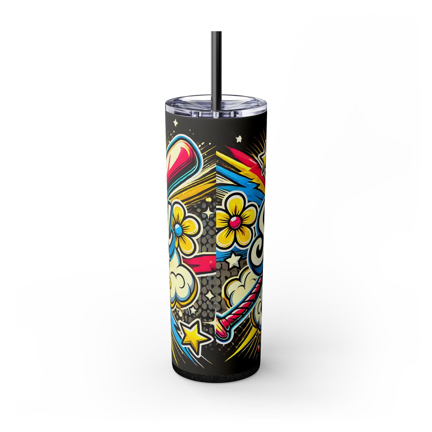Cartoon Inspired Softball Mom Skinny Tumbler with Straw, 20oz