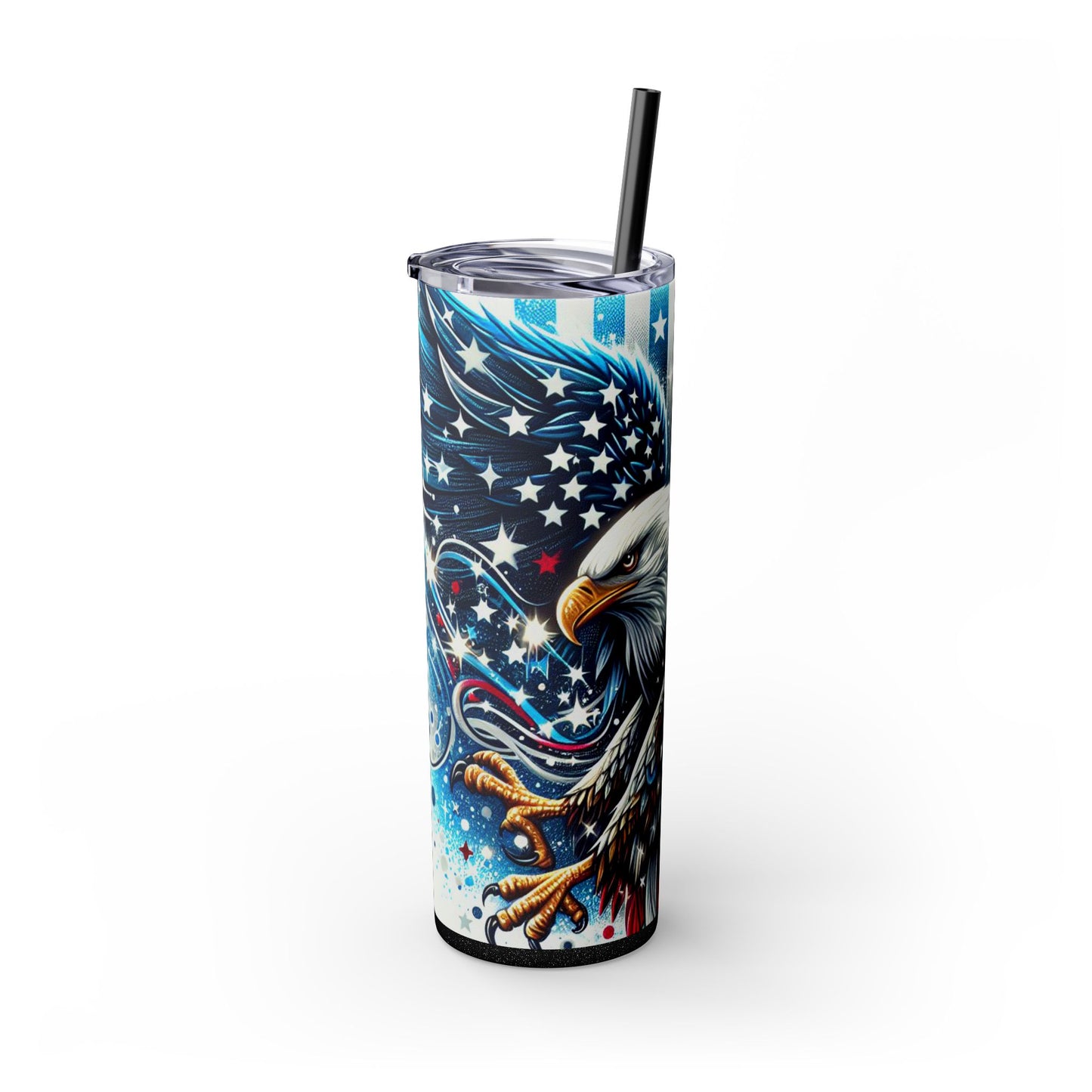 Patriotic Eagle Skinny Tumbler with Straw, 20oz