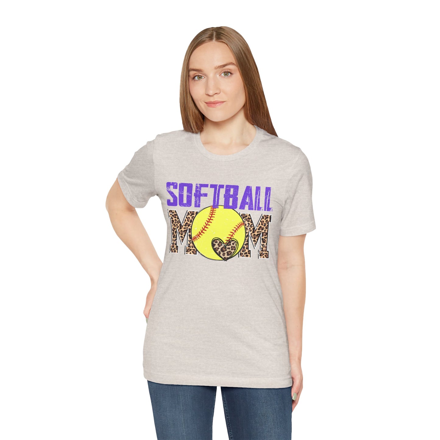 Leopard Softball Mom T Shirt (Light)