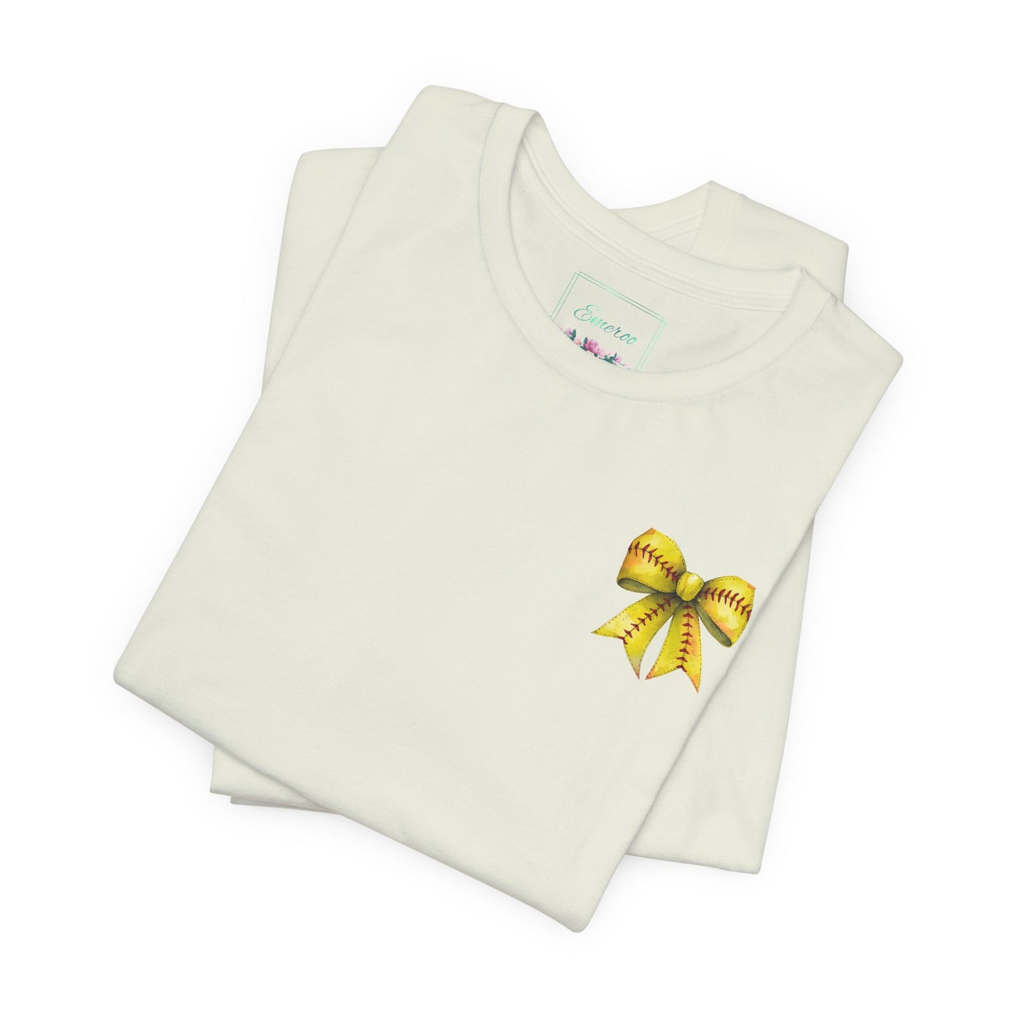 Coquette Bow Front Softball Mom  Rear T Shirt (Light)