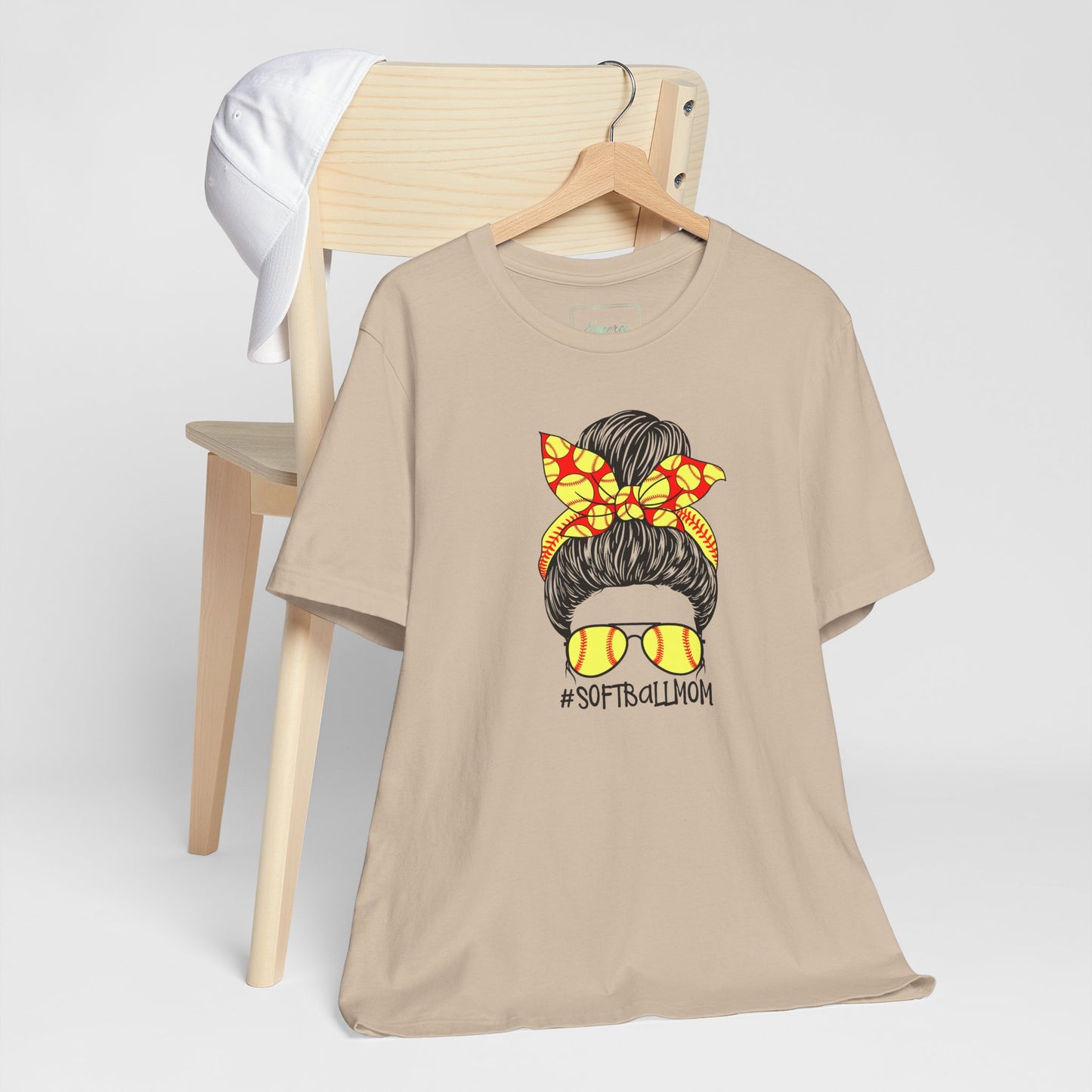 Softball Mom Messy Bun and Glasses T Shirt (Light)