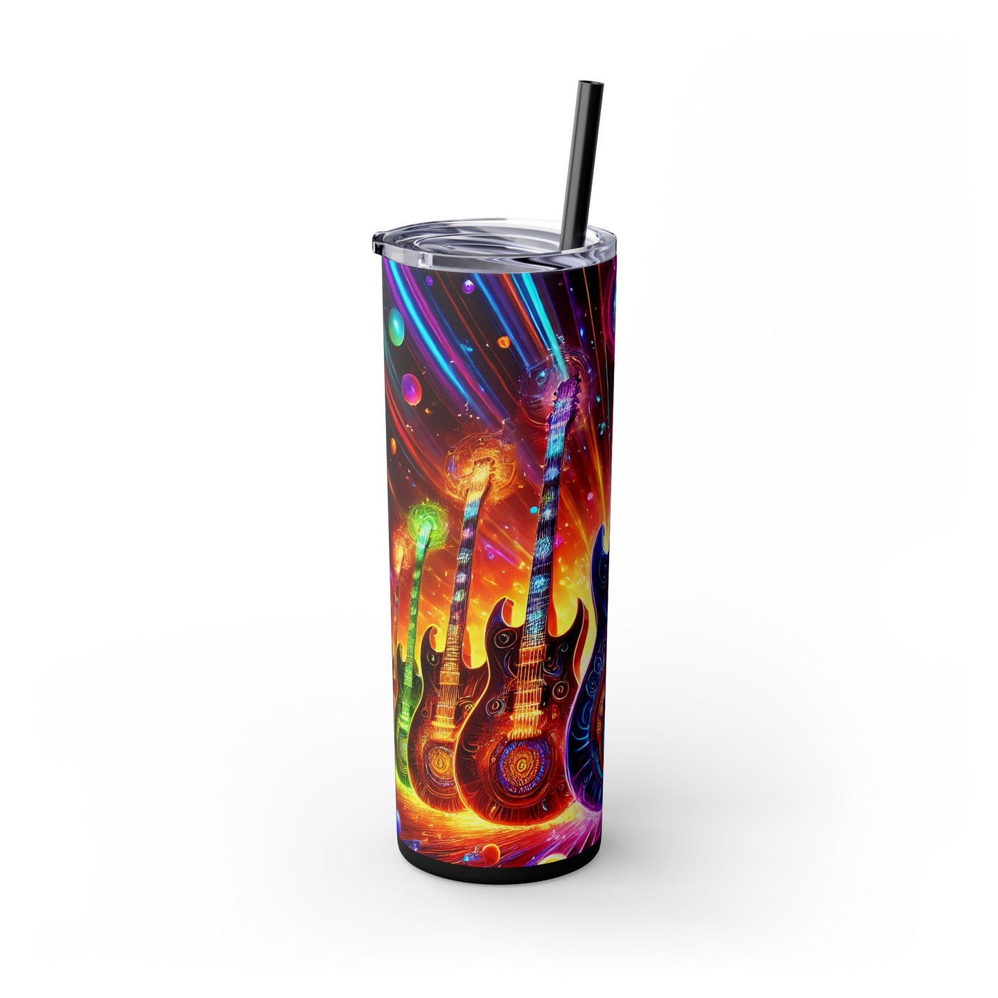 Retro Guitars Skinny Tumbler with Straw, 20oz
