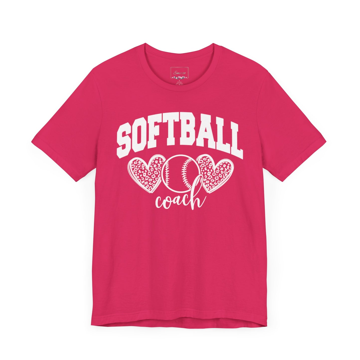 Softball Coach Hearts T Shirt (Light 1)