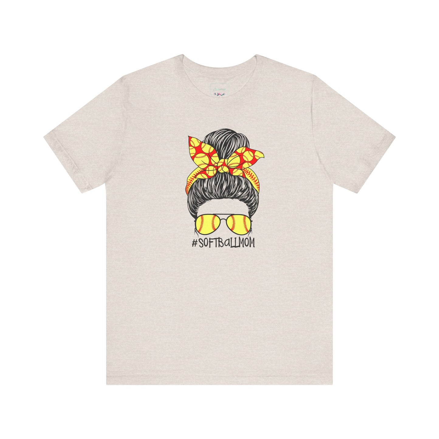 Softball Mom Messy Bun and Glasses T Shirt (Light)