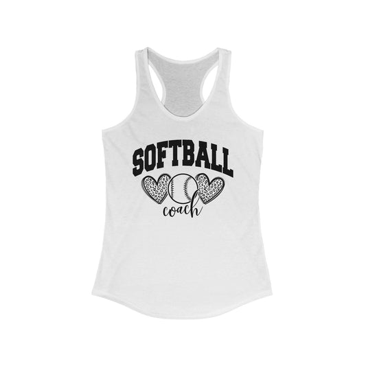 Women's Racerback Tank Softball Coach Hearts Baseball (Black)
