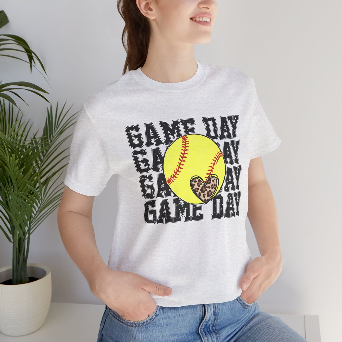 Softball Game Day Heart T Shirt (Light)