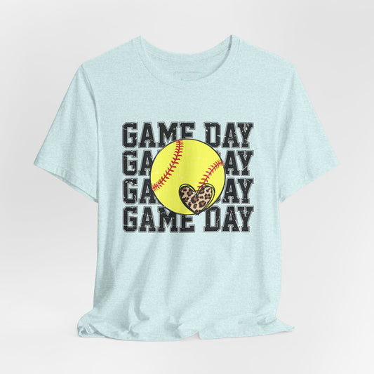 Softball Game Day Heart T Shirt (Light)