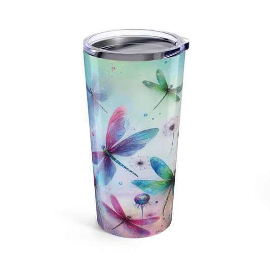 Colorful Watercolor Dragonflies Tumbler 20oz