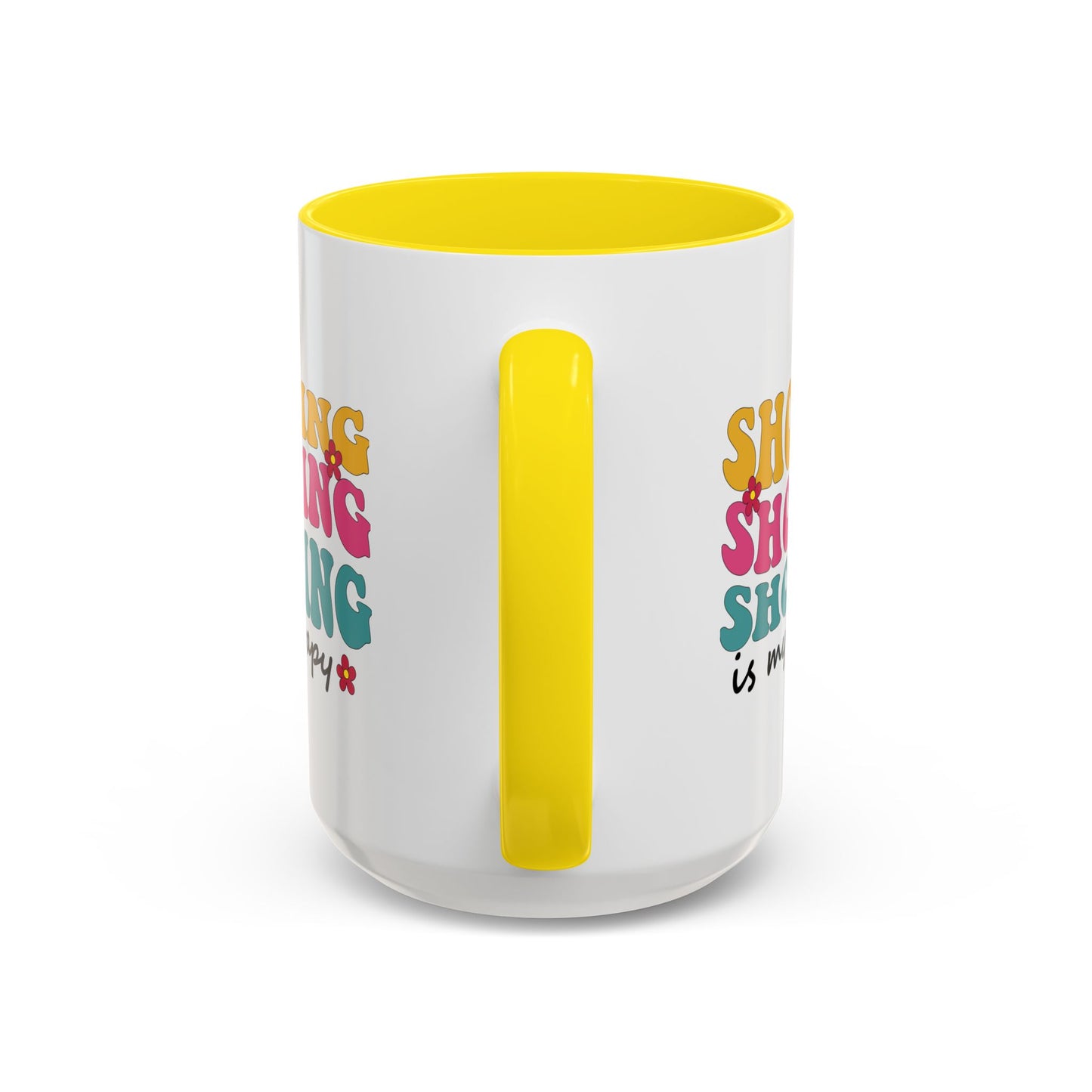 Accent Coffee Mug - "Shopping is my Therapy" - Fun Gift for Self-Care, Motivation, & Celebrations