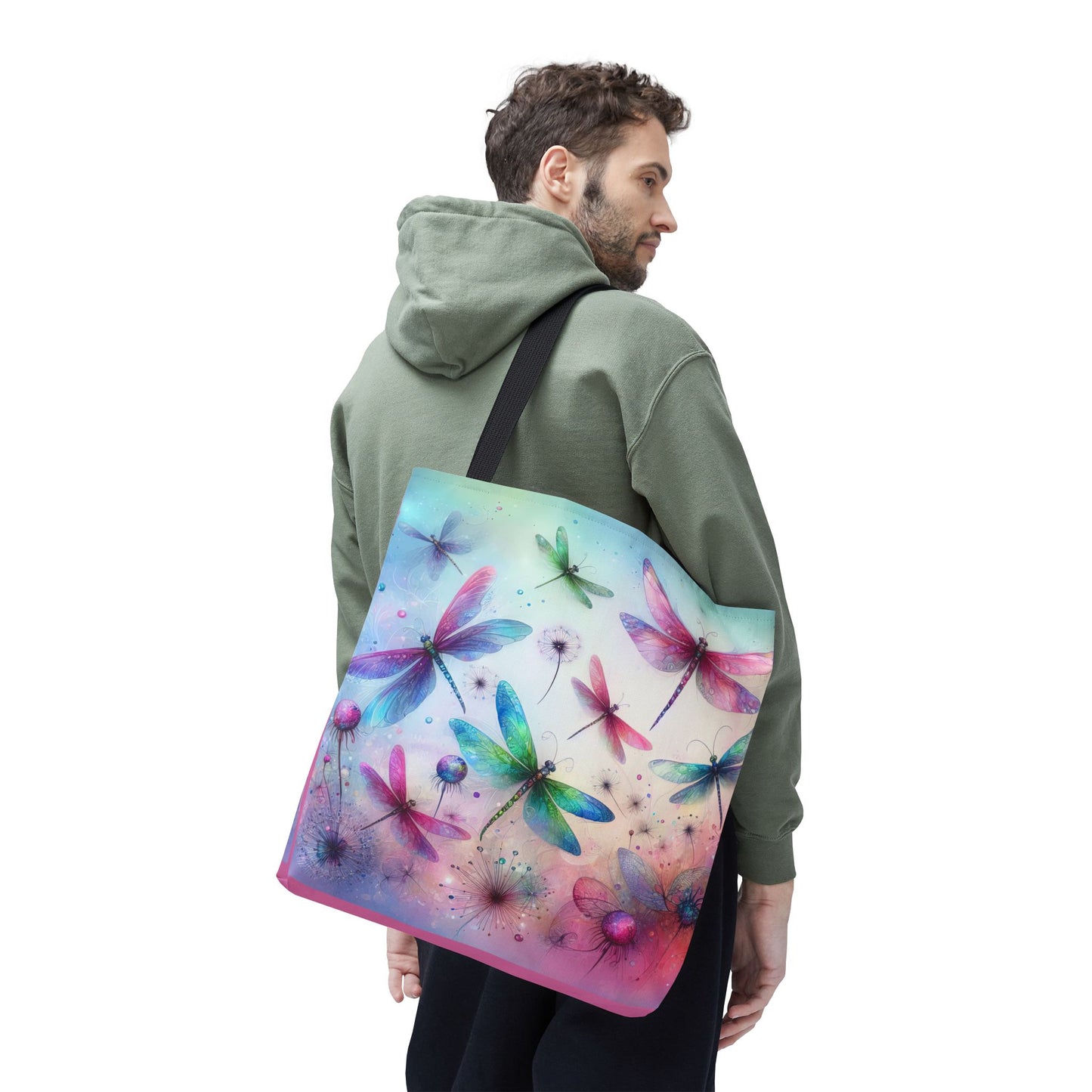 Dragonfly Tote Bag with Pastel Watercolor Design